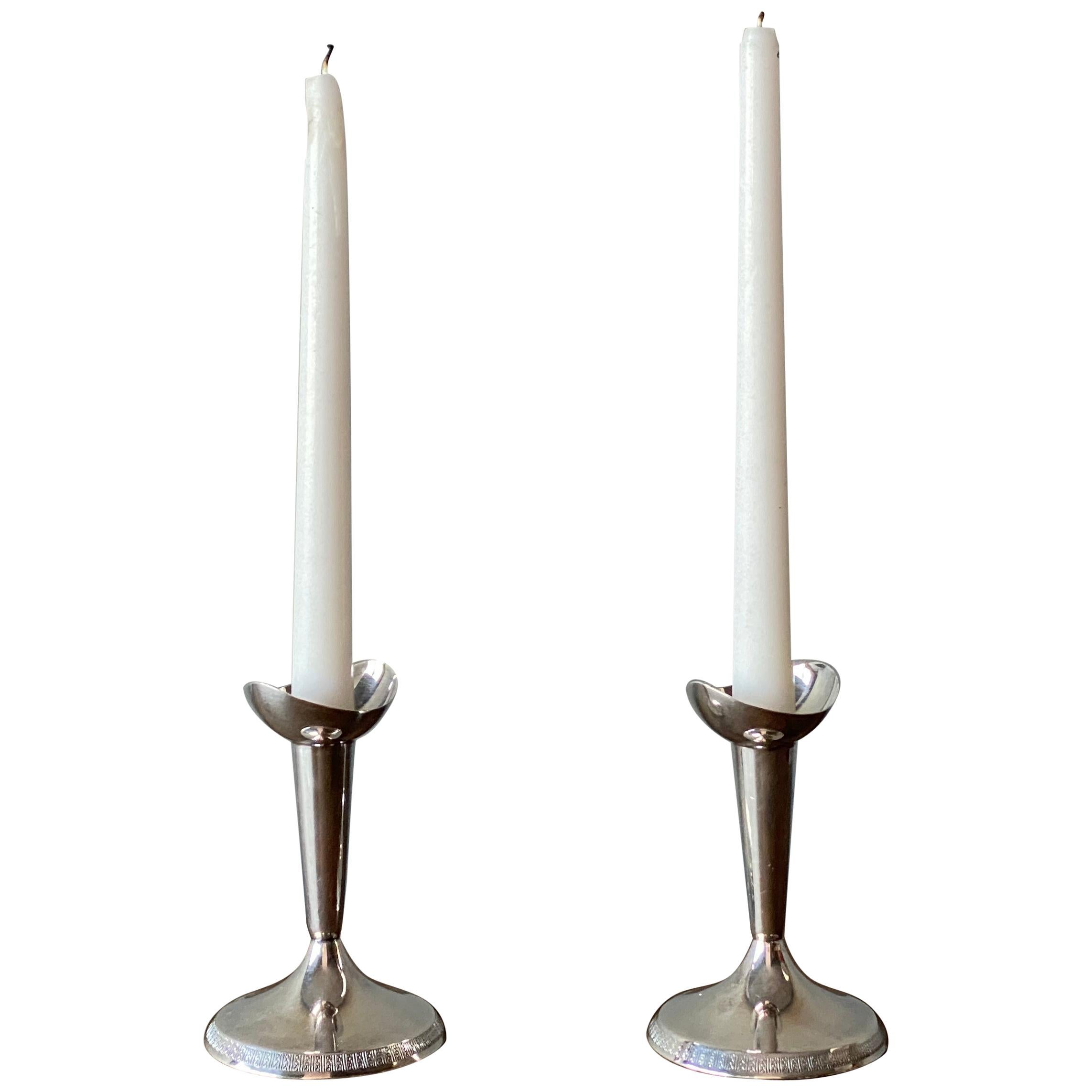 GAB, Modernist Candlesticks, Sterling Silver, Sweden, 1930s