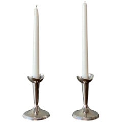 GAB, Modernist Candlesticks, Sterling Silver, Sweden, 1930s