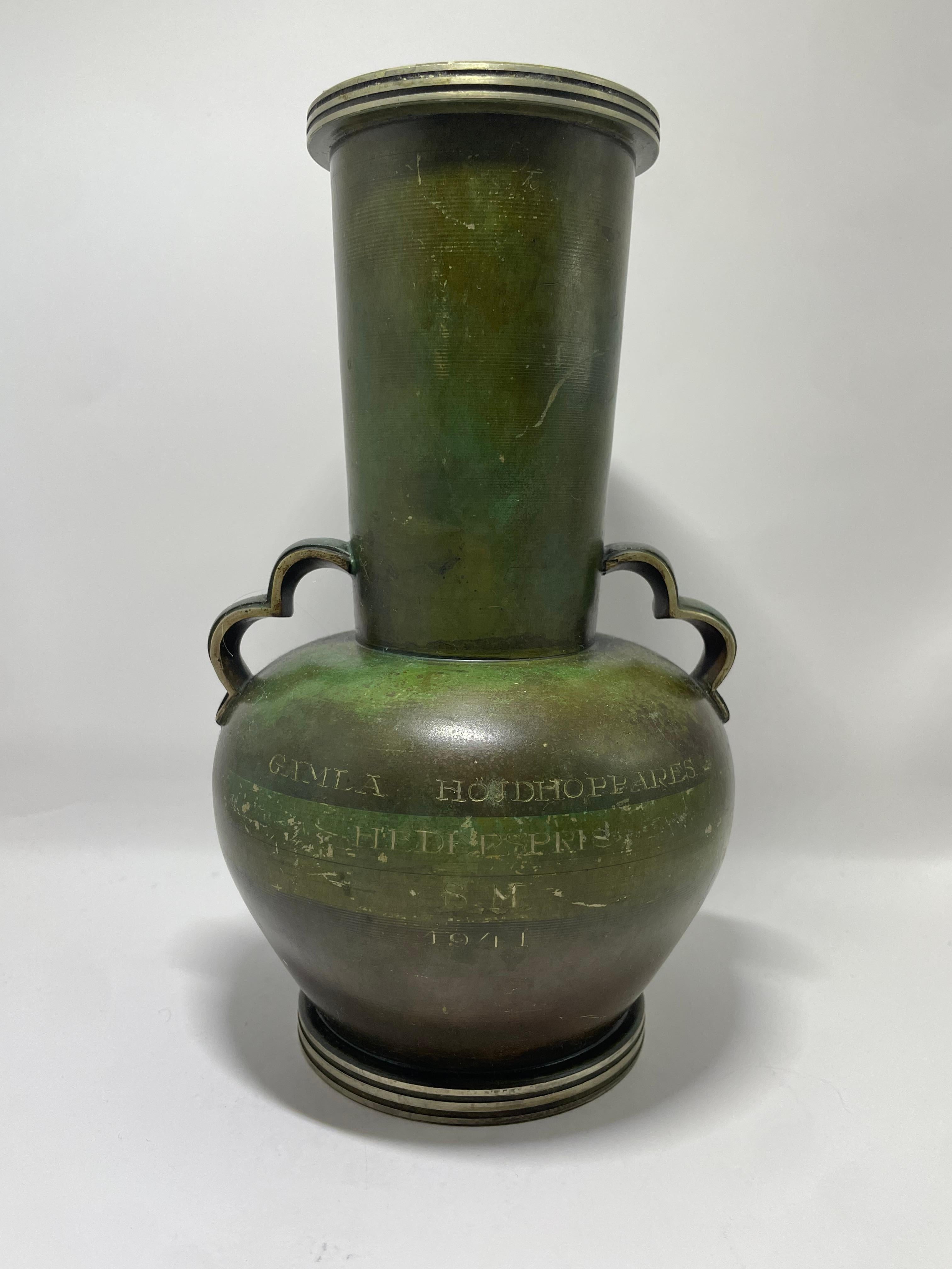 Svedese GAB Orio - Vaso in bronzo anni '30 in vendita