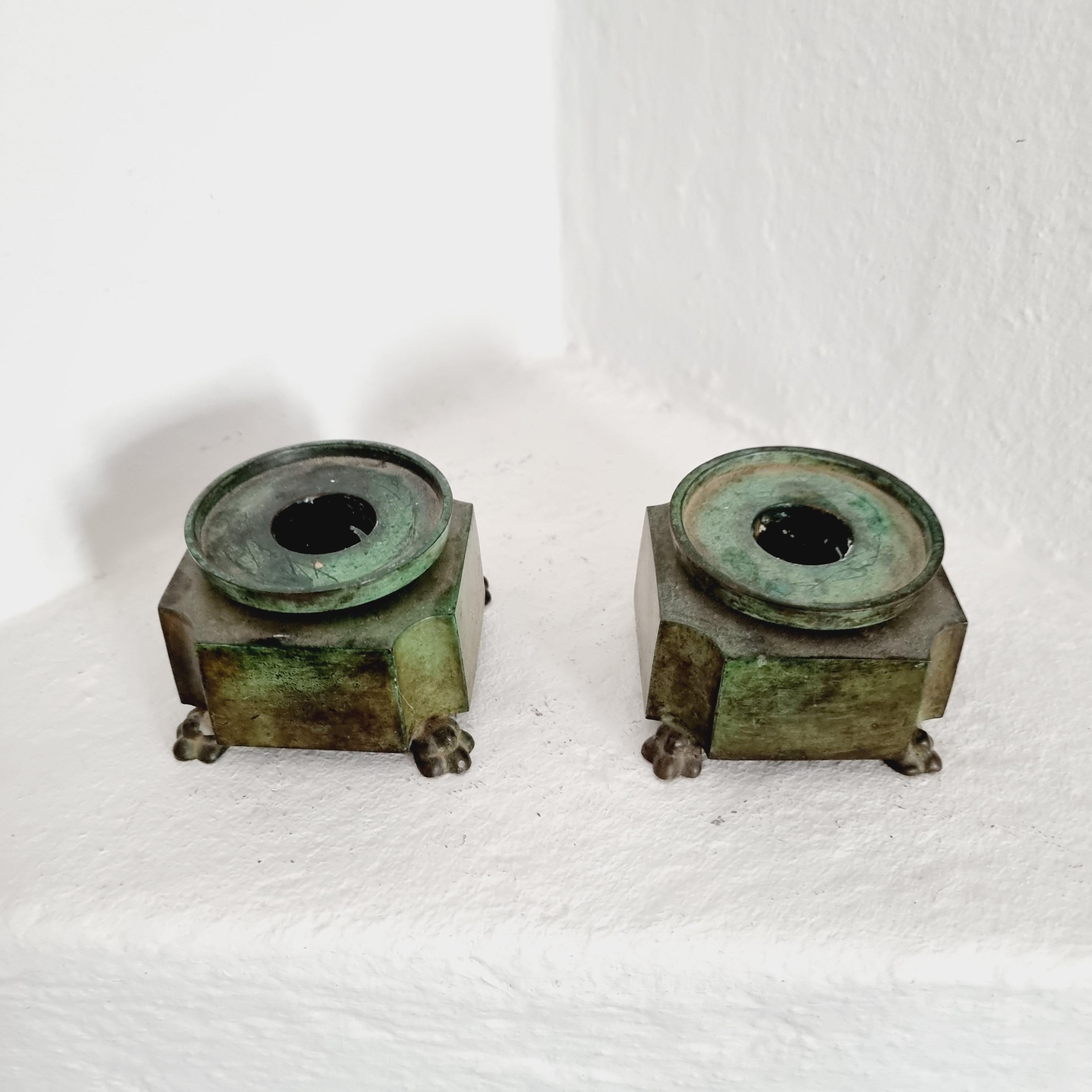 Jacob Ängman for GAB, Pair of Candle Holders, Solid Bronze Swedish Grace For Sale 2