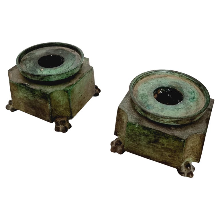 Paire De Bougeoirs Anciens En Bronze Massif – Occasion