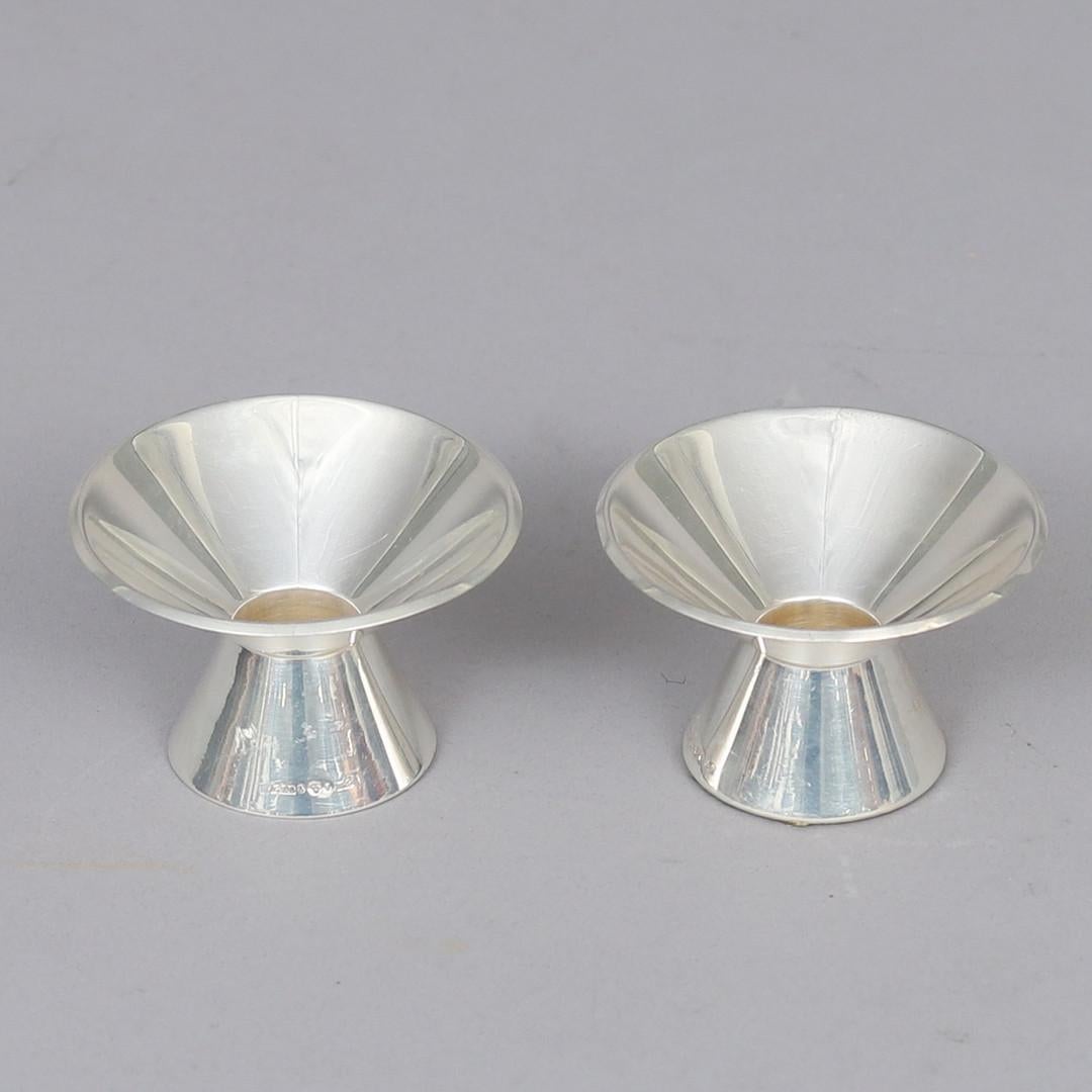 Scandinavo moderno Portacandele svedese di metà secolo in argento sterling di GAB, 1961 in vendita
