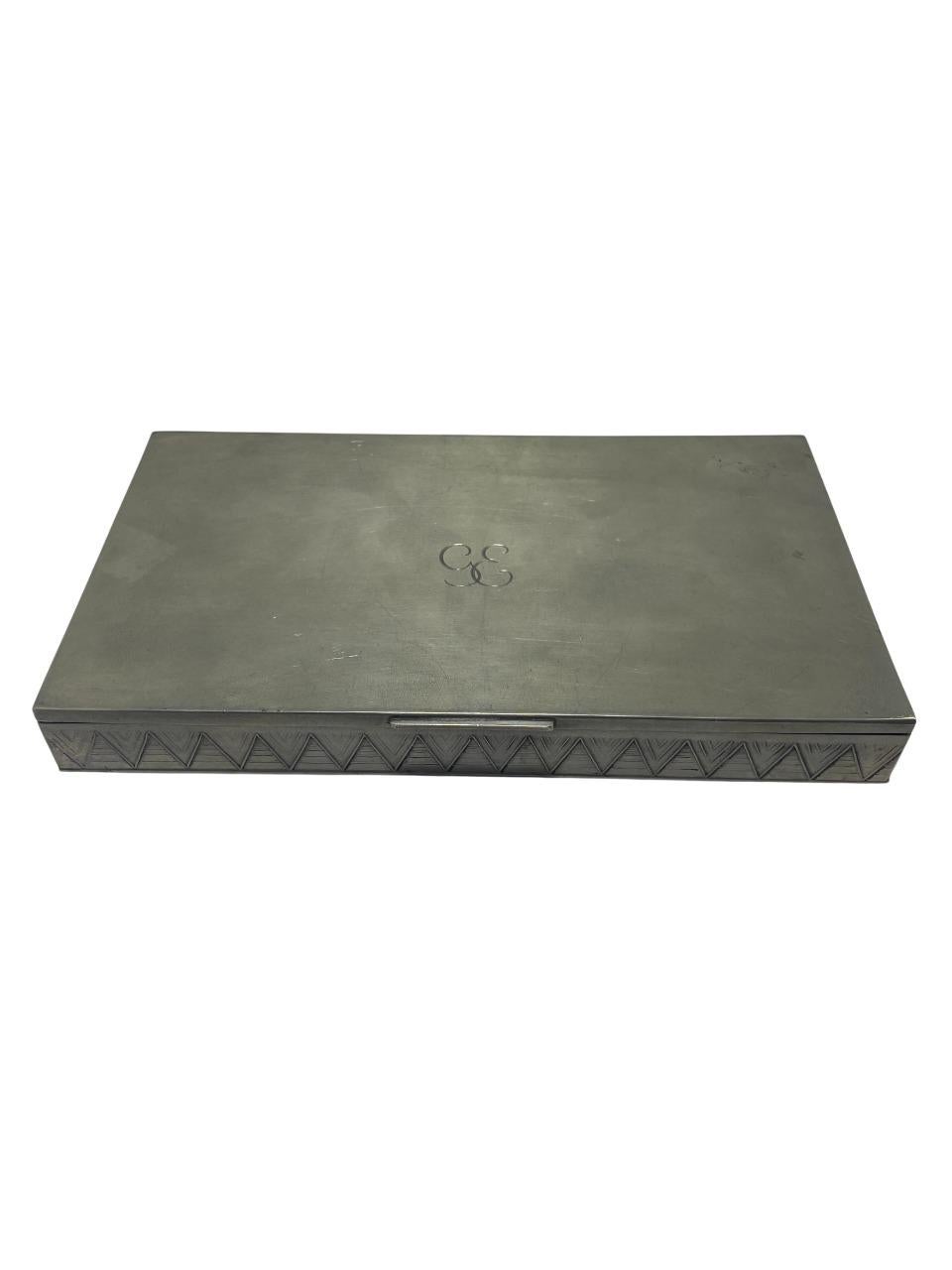 Mid-20th Century Swedish Art Deco Pewter Lidded Box by GAB, 1930s For Sale