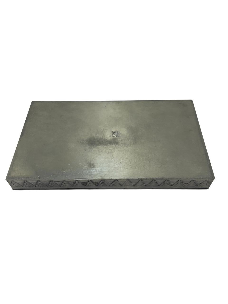 Swedish Art Deco Pewter Lidded Box by GAB, 1930s For Sale 2