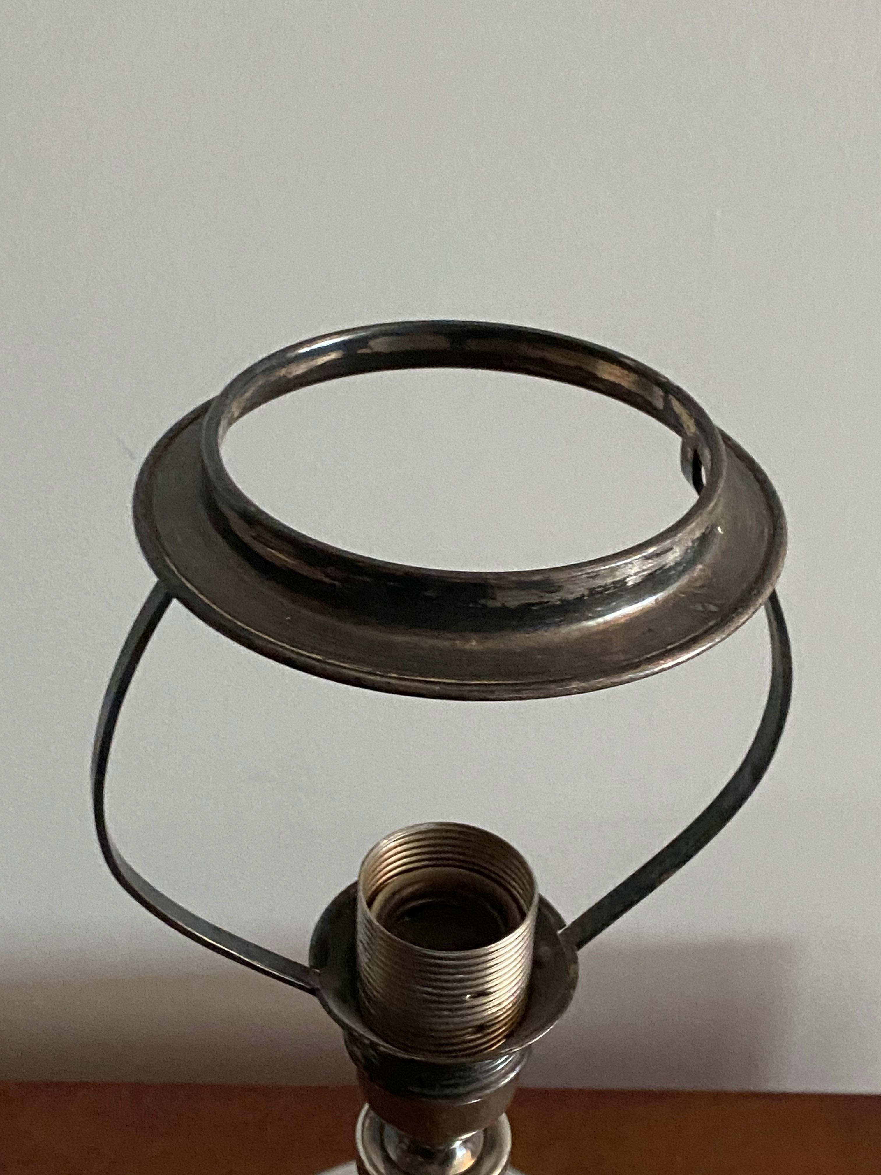 Mid-20th Century GAB, Sphere-Shaped Table Lamp, Pewter, Sweden, 1930s
