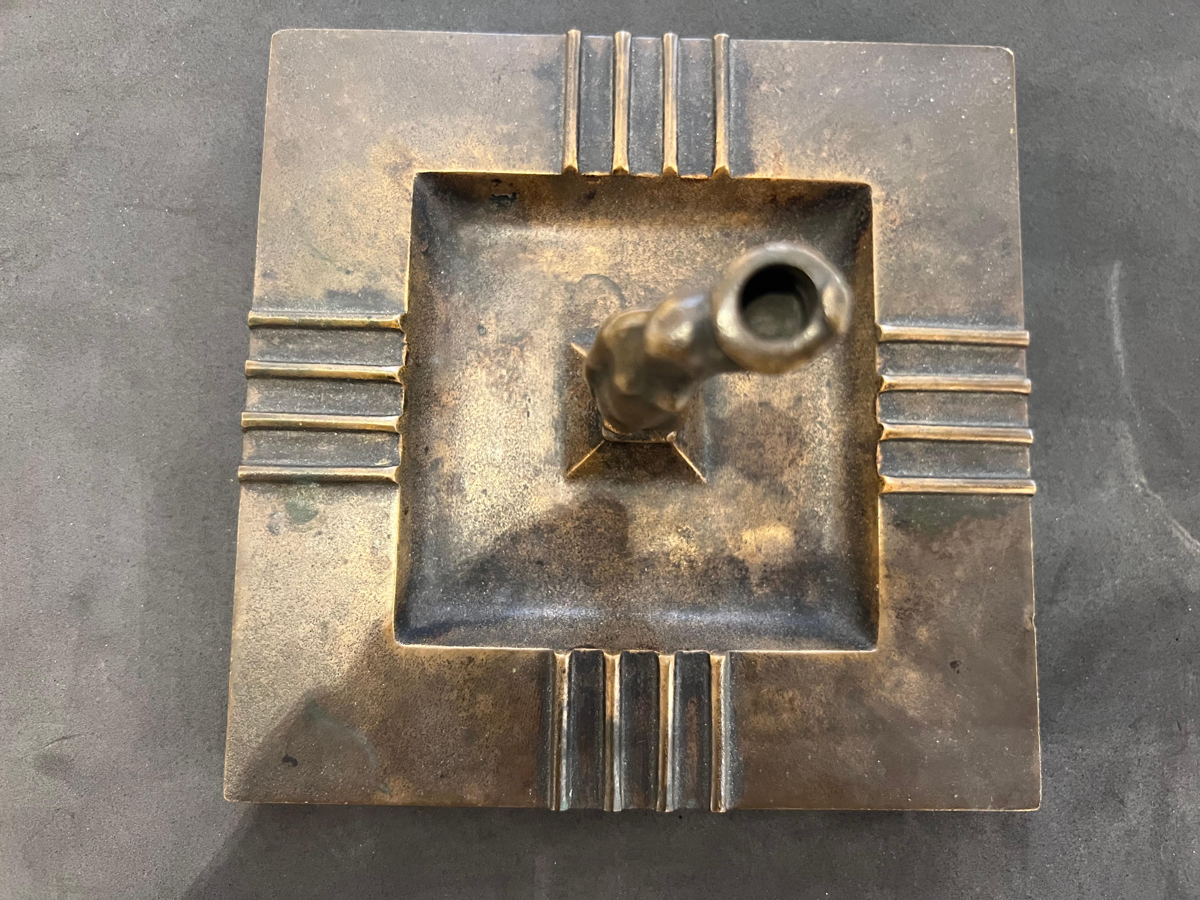 GAB Sweden 1920 Art Deco Bronze Ashtray Candle Holder For Sale 1