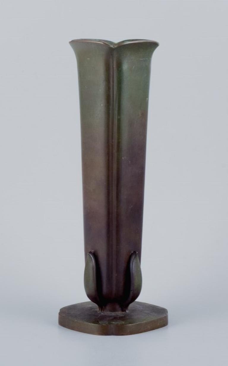 GAB, Sweden, large Art Deco bronze vase.
1930s/40s.
Marked.
In excellent condition with beautiful patina.
Dimensions: H 24.8 cm x D 9.0 cm.