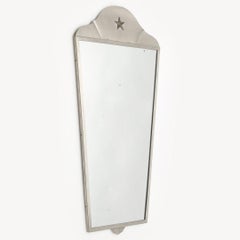 Miroir mural GAB de style Art déco suédois en étain, orné d'une étoile en laiton, 1934