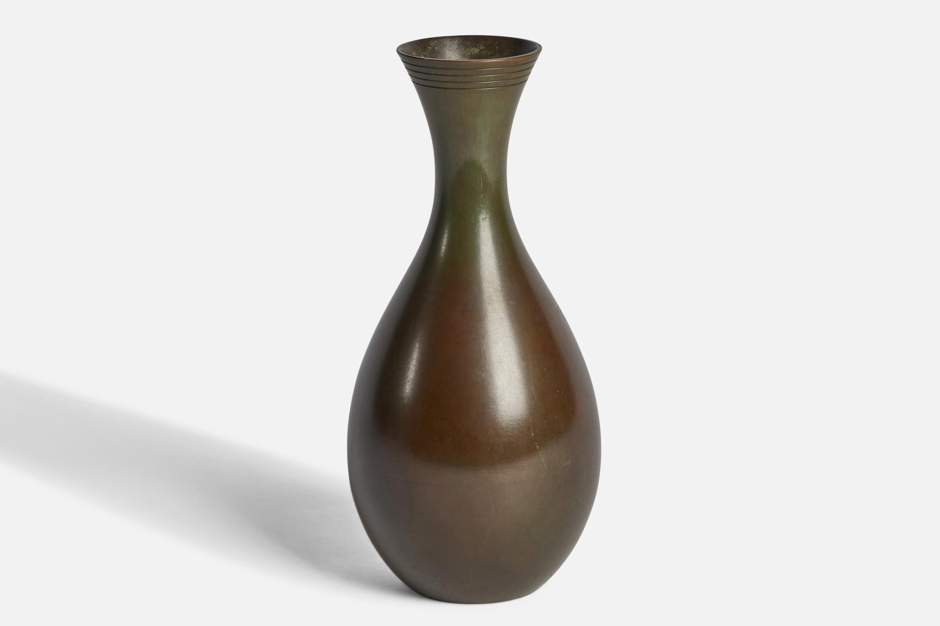 A bronze vase designed and produced by GAB Guldsmedsaktiebolaget, Sweden, 1930s.