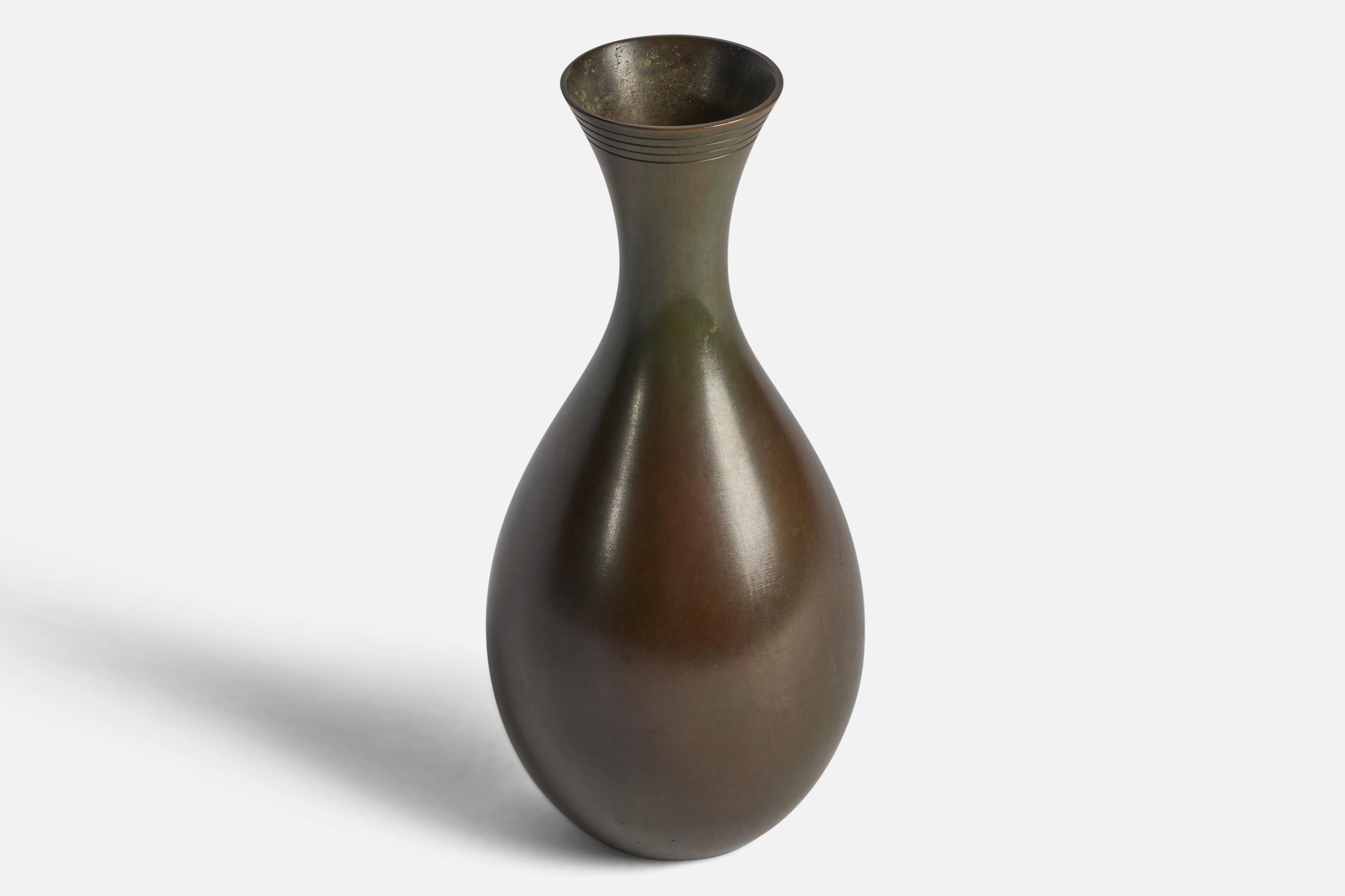 Scandinavian Modern GAB, Vase, Bronze, Sweden, 1930s For Sale