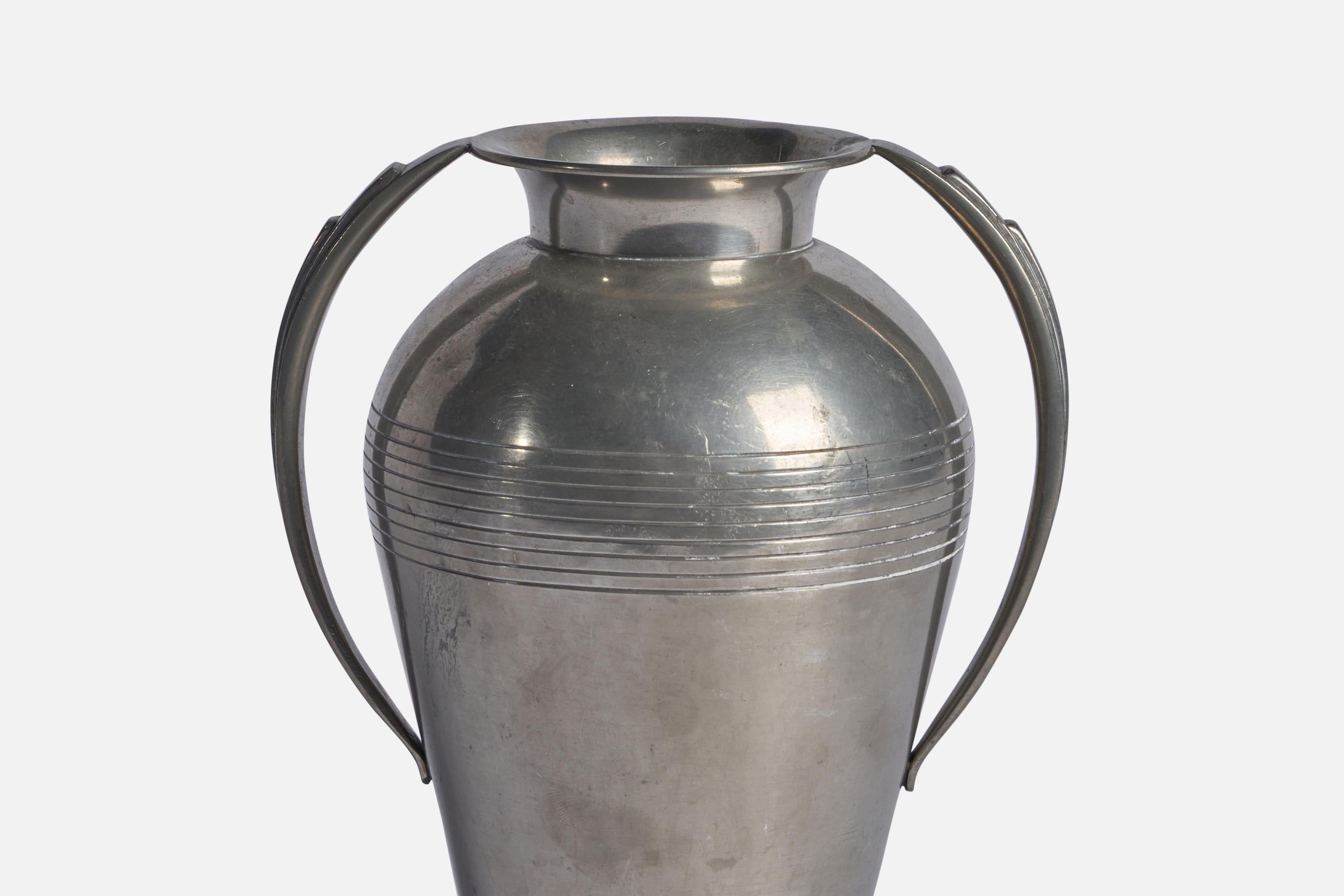 Scandinavian Modern GAB, Vase, Pewter, Sweden, c. 1930s For Sale