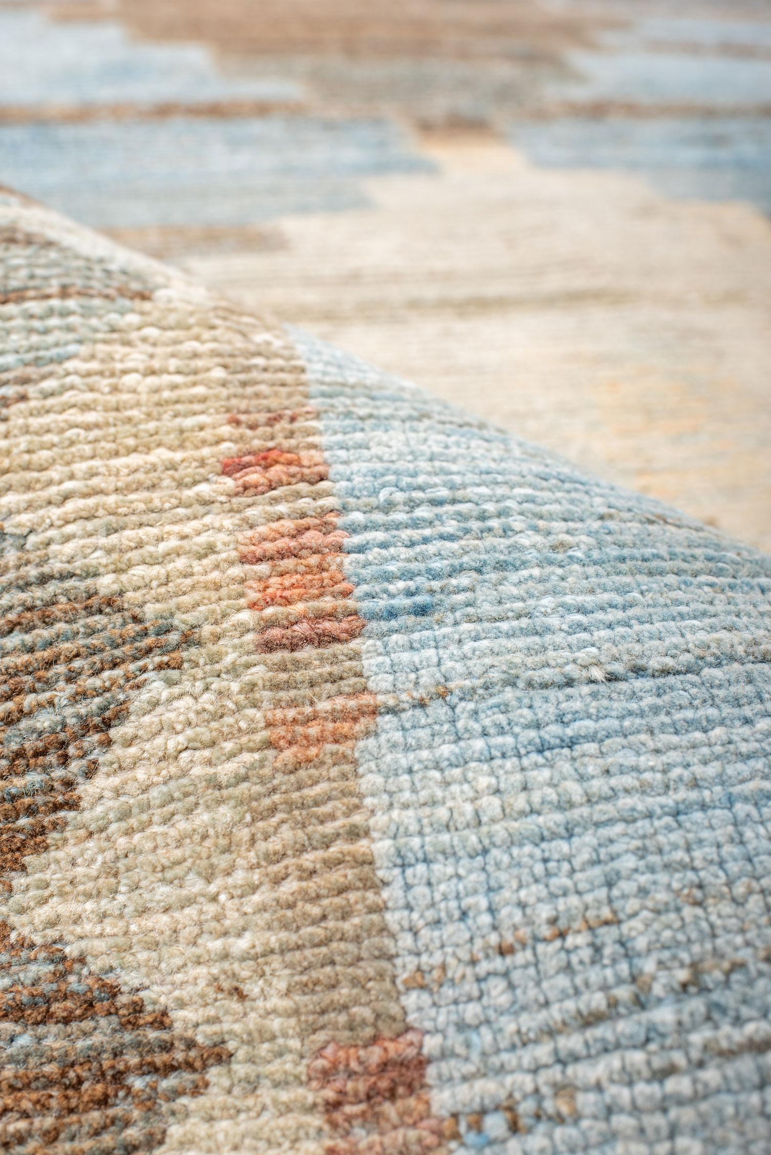 Laine Tapis long Gabbeh avec un beau champ bleu en vente