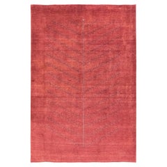 Gabbeh Loribaft Teppich, Minimalistisches rotes Feld mit linearem Motiv, 10 ft x 6 ft 7 in