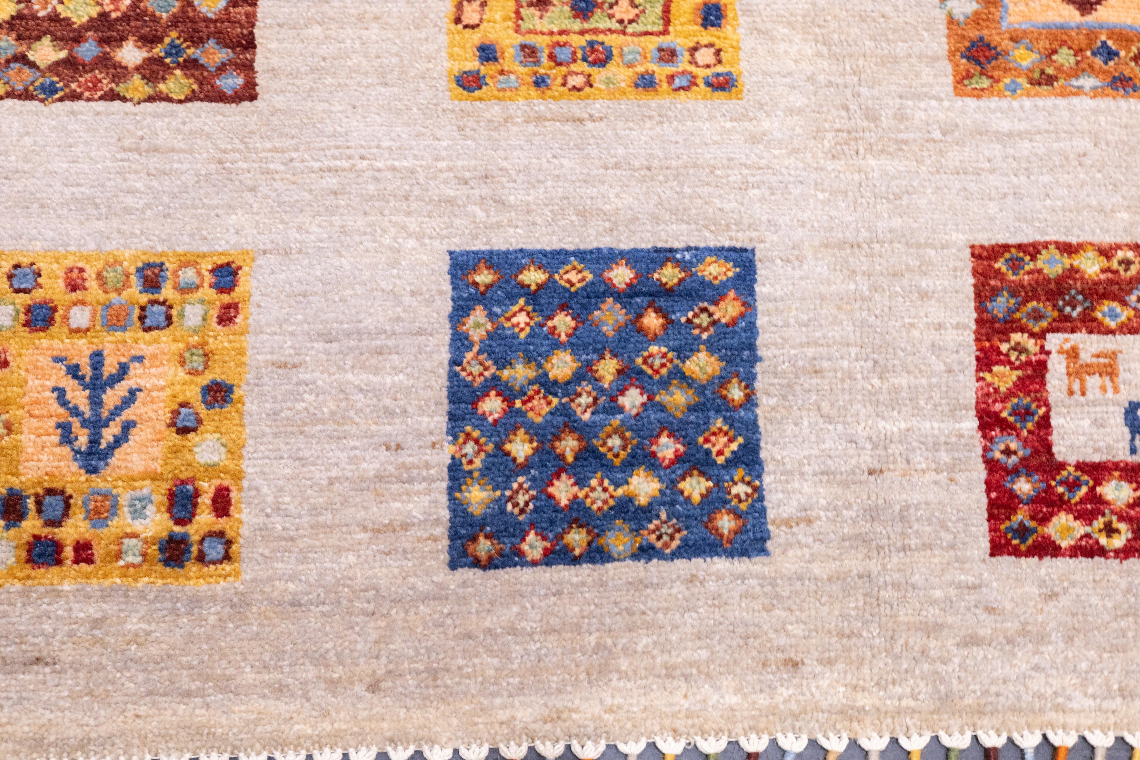 Gabbeh Teppich 3'11'' x 6'3'' (Wolle) im Angebot