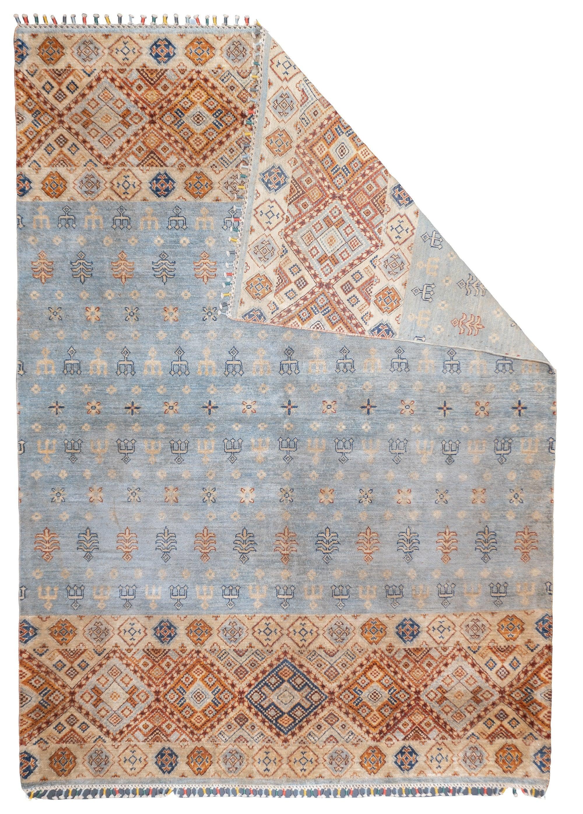 Gabbeh-Teppich 5'7'' x 7'10''.  Wollflorteppiche, in der Regel in Form von Streuteppichen, die von den Gaschghai-Stämmen in Südwestpersien (Provinz Fars) gewebt werden, in mäßiger Knüpfung, einfachen Geometrien und schattenlosen Farben. Ab etwa