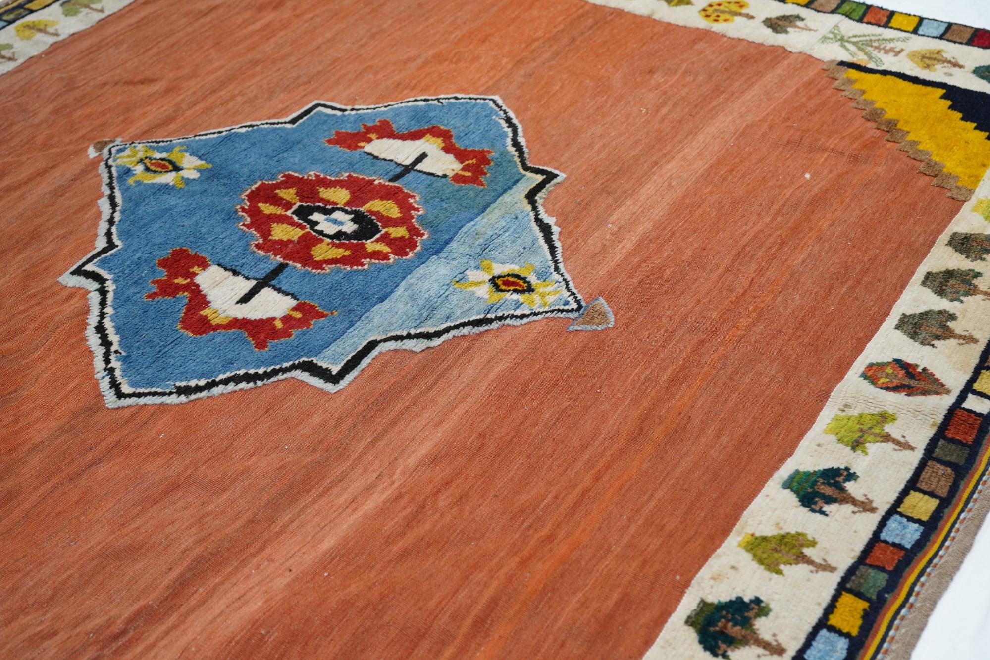 Wool Gabbeh Rug 6'5'' x 6'7'' For Sale