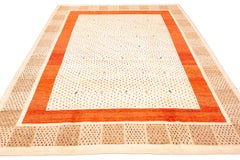 Gabbeh Style Rug Beige Minimalist Design