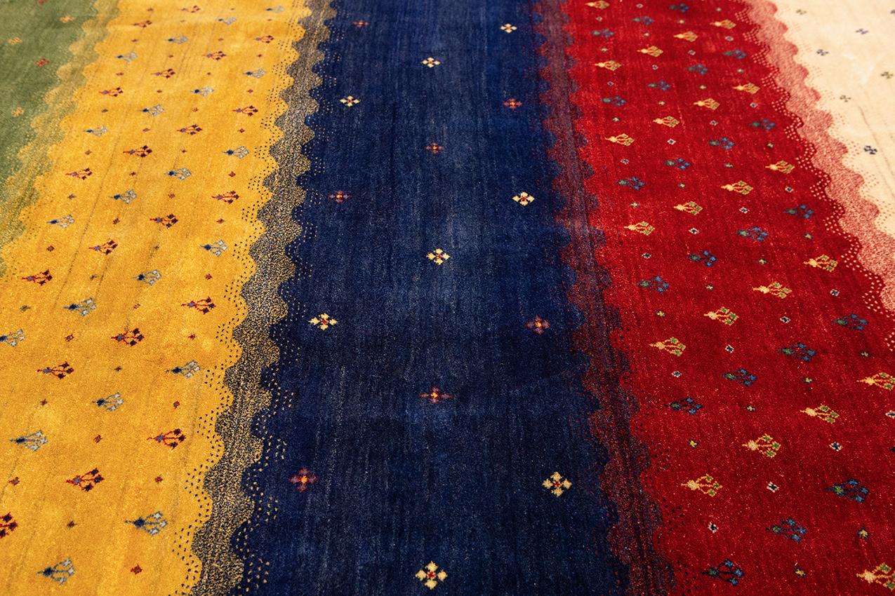 Pakistani Gabbeh Rug Colorful Striped Pattern For Sale