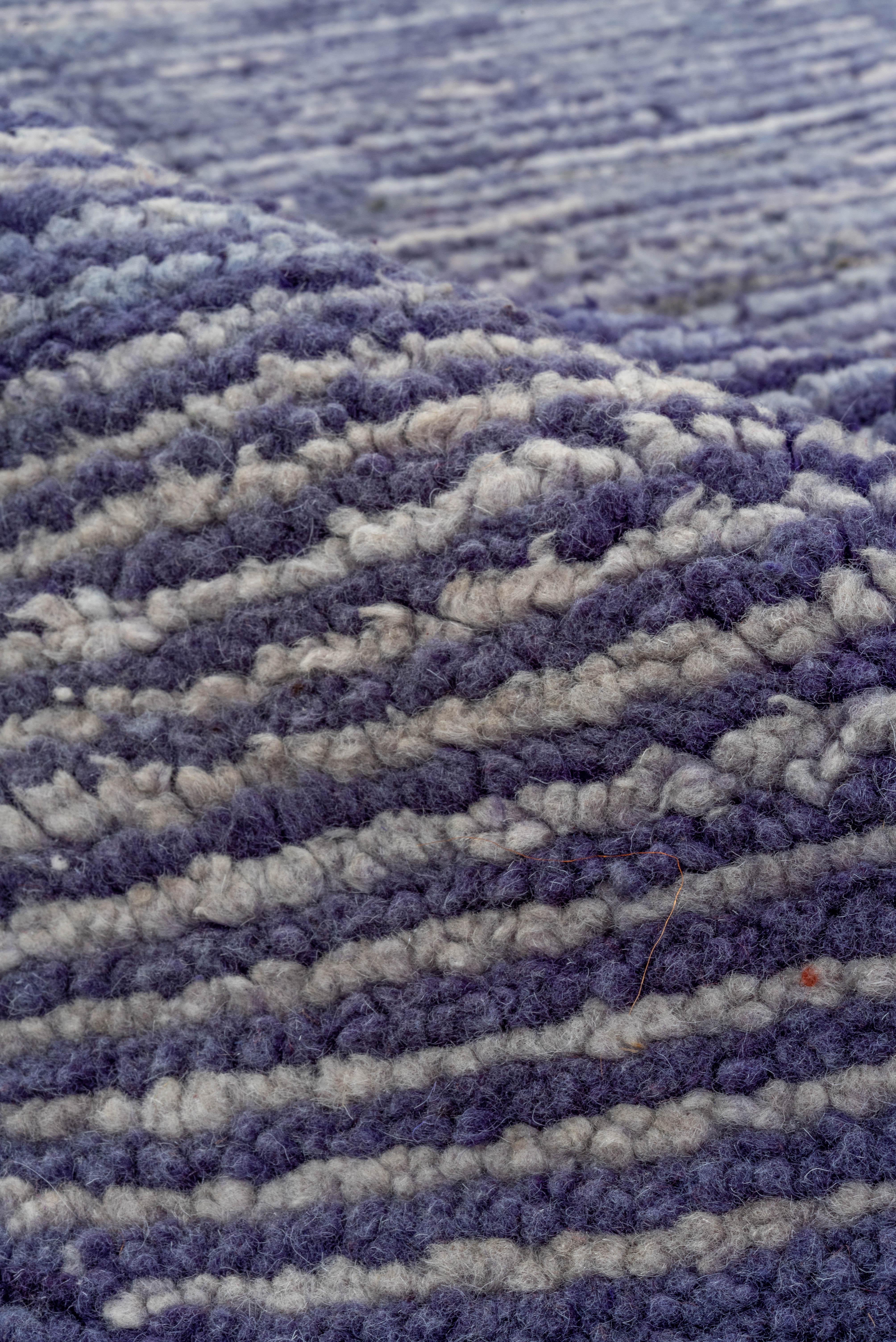 Gabbeh Rug Deep Indigo Striated Design In Good Condition For Sale In New York, NY