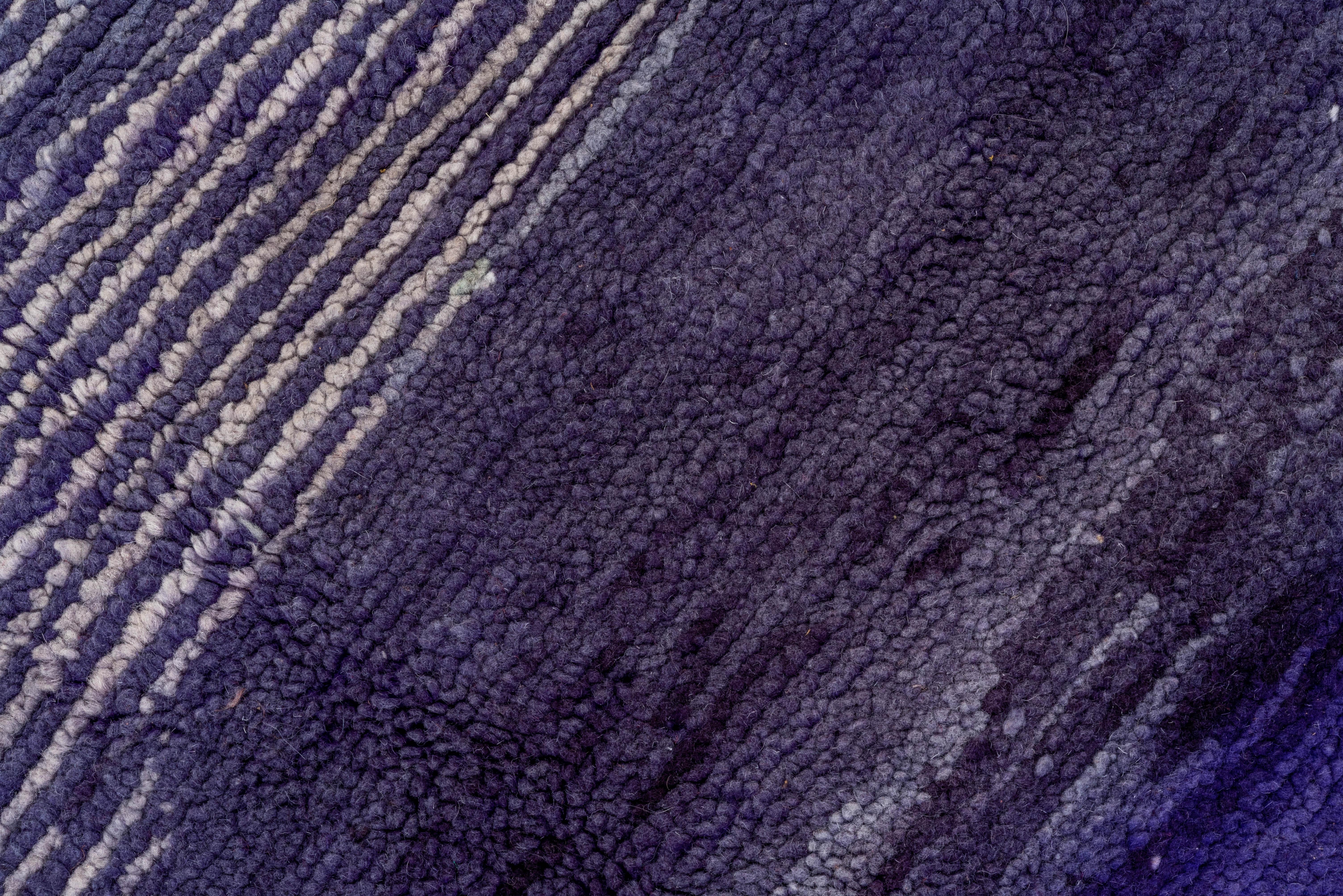 Wool Gabbeh Rug Deep Indigo Striated Design For Sale