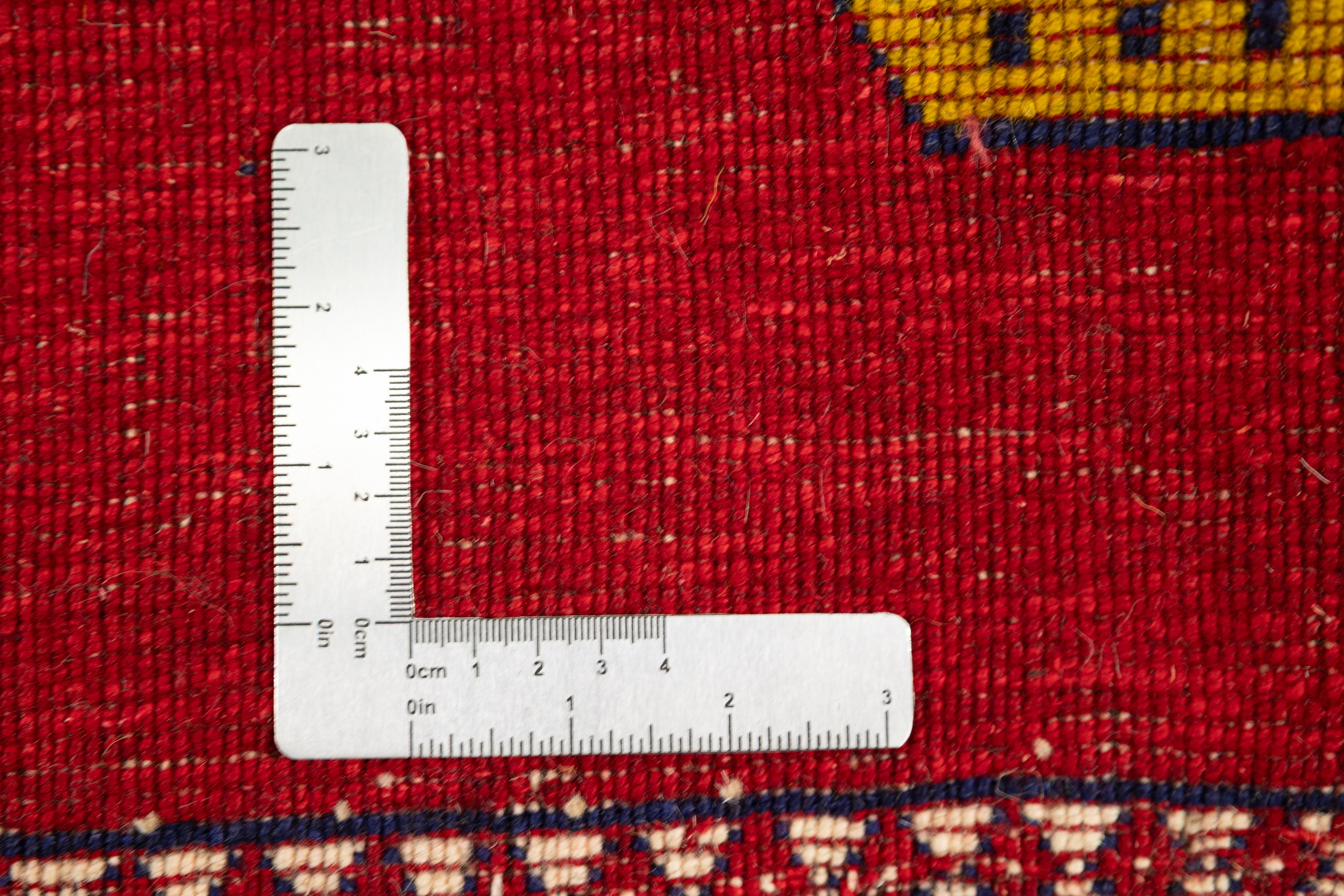 Tappeto Gabbeh, annodato a mano, 4,8 × 3,4 piedi - Leone rosso e giallo in vendita 1