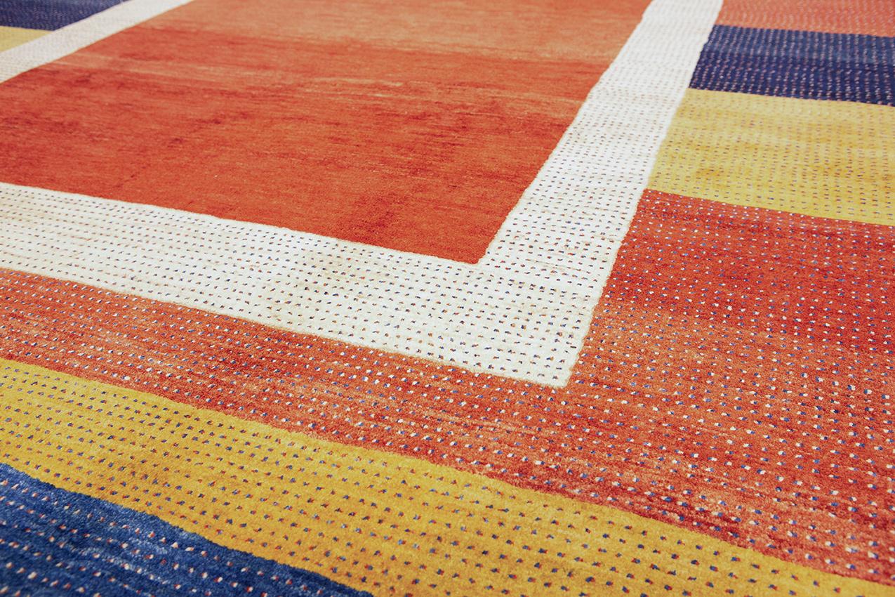 Gabbeh Teppich Minimalistischer, farbenfrohes Design im Zustand „Hervorragend“ im Angebot in Ferrara, IT