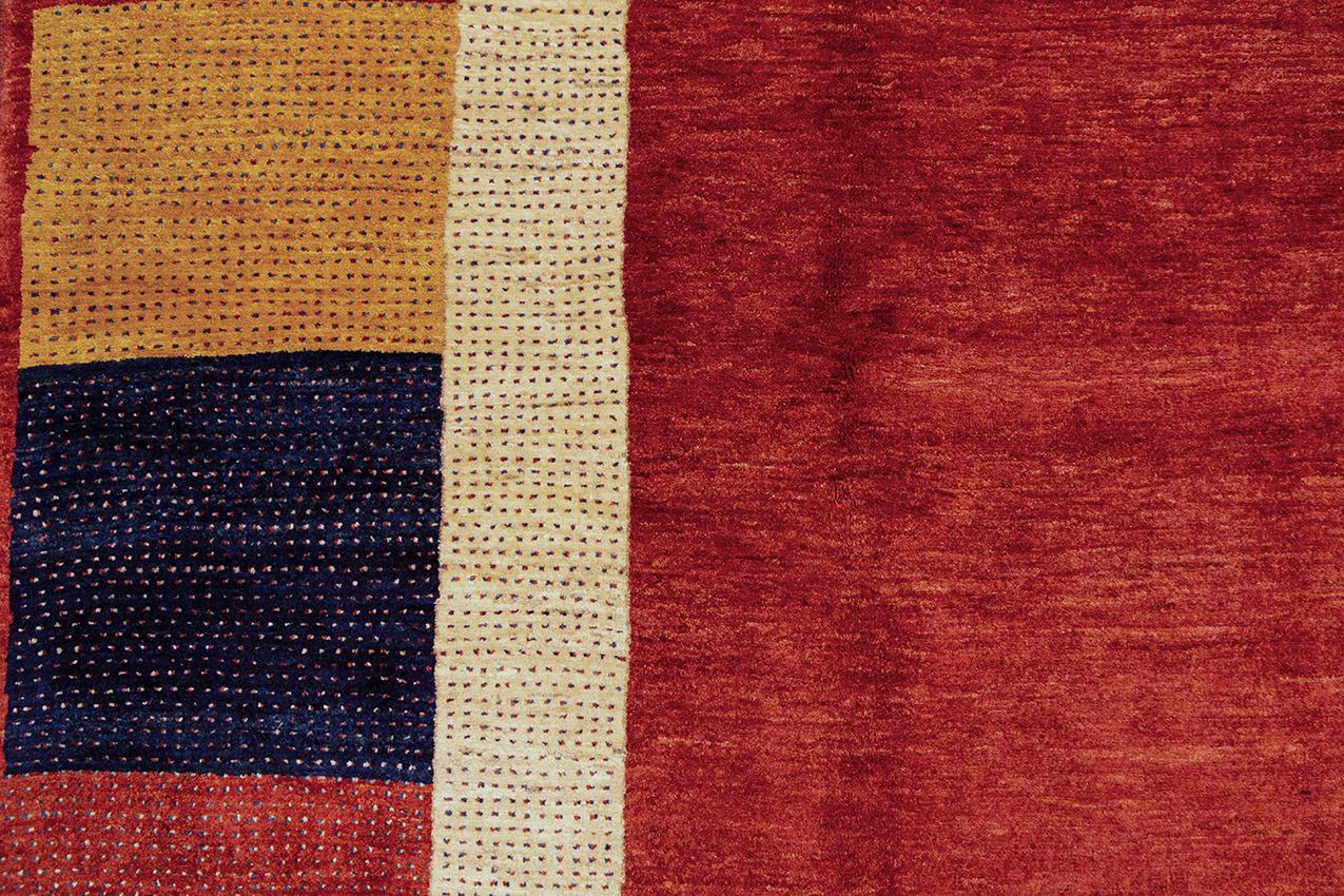 Gabbeh Teppich Minimalistischer, farbenfrohes Design (Wolle) im Angebot