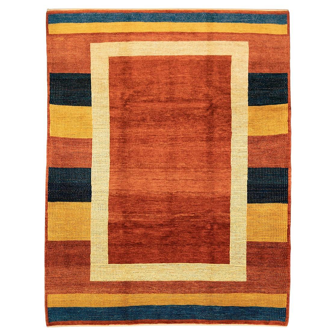 Tapis Gabbeh au design coloré minimaliste