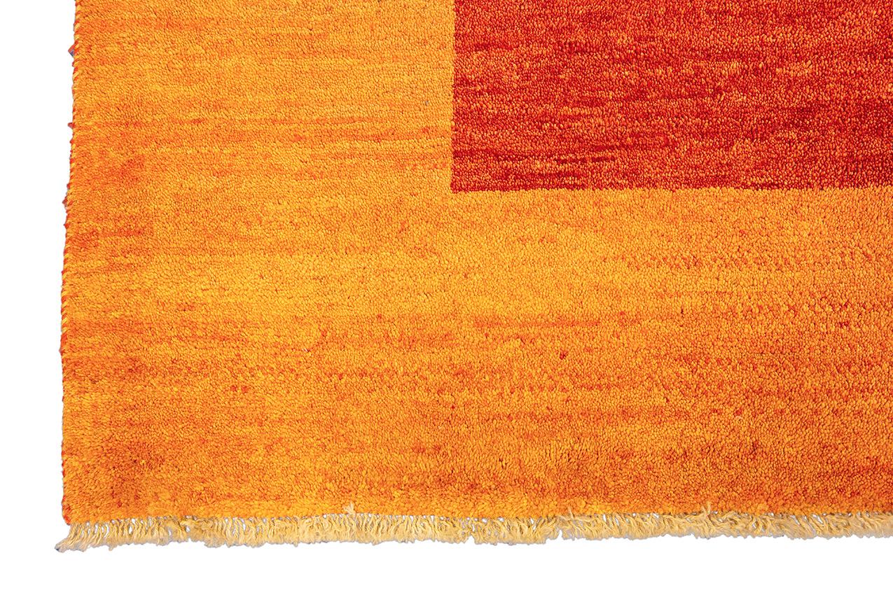 Hand-Knotted Gabbeh Rug Orange Border For Sale