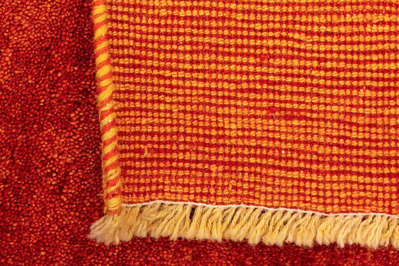 Wool Gabbeh Rug Orange Border For Sale
