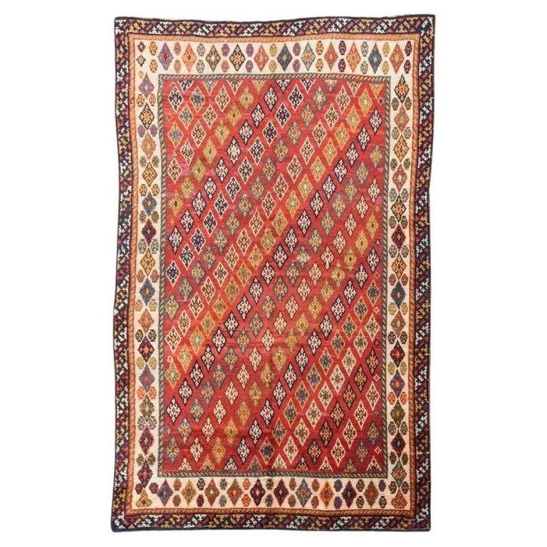 Gabbeh Wool Rug. Design Diamonds Diagonally For Sale at 1stDibs