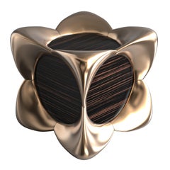 "Gabbia" Decorative Coffee Table With Bronze And Wood, Handcrafted, Istanbul