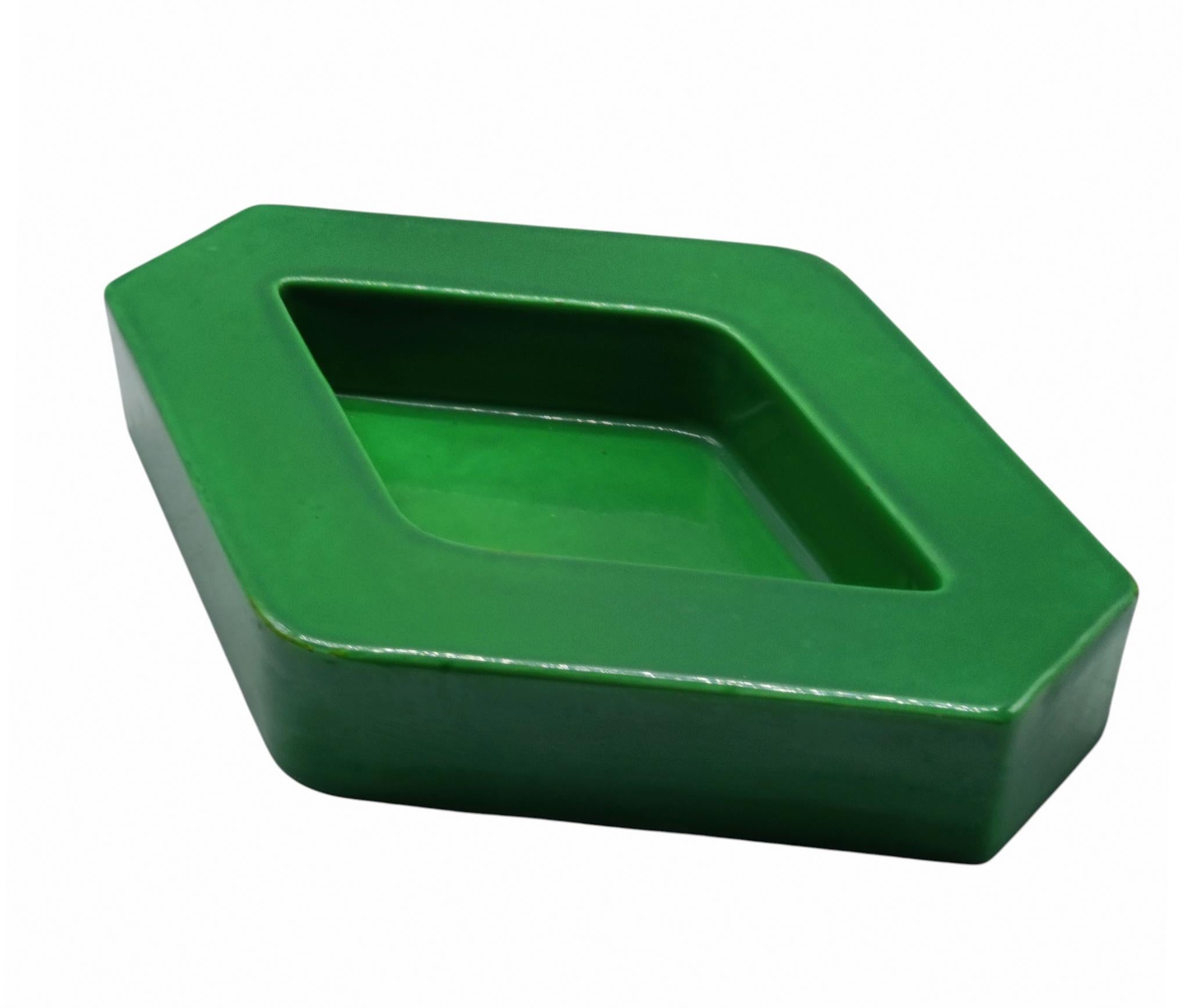 Gabbianelli Italia Ceramiche Rare Centre de table hexagonal Vert, Italie 1970 Bon état - En vente à Naples, IT