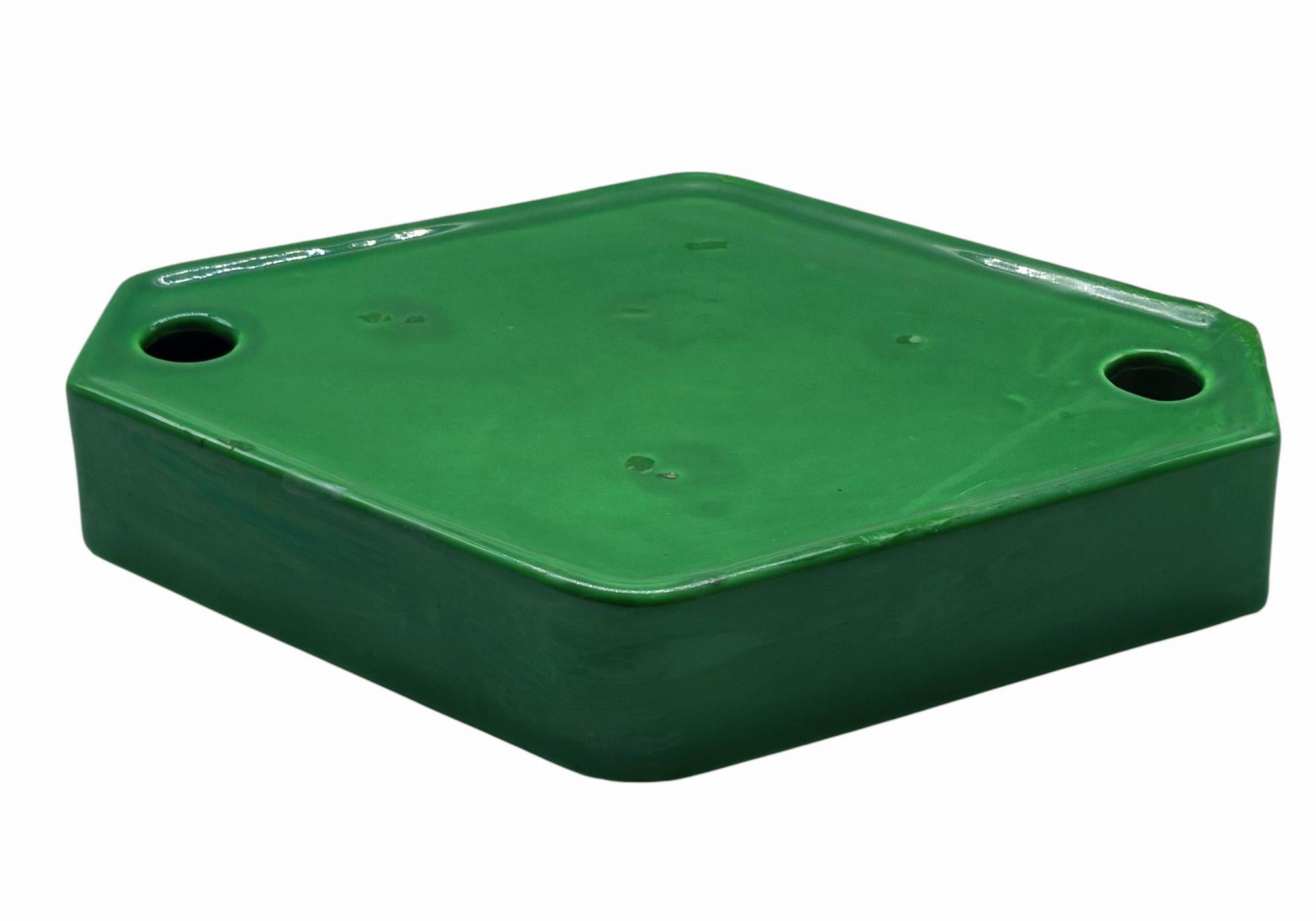Late 20th Century Gabbianelli Italia Ceramiche Rare Centre de table hexagonal Vert, Italie 1970 en vente