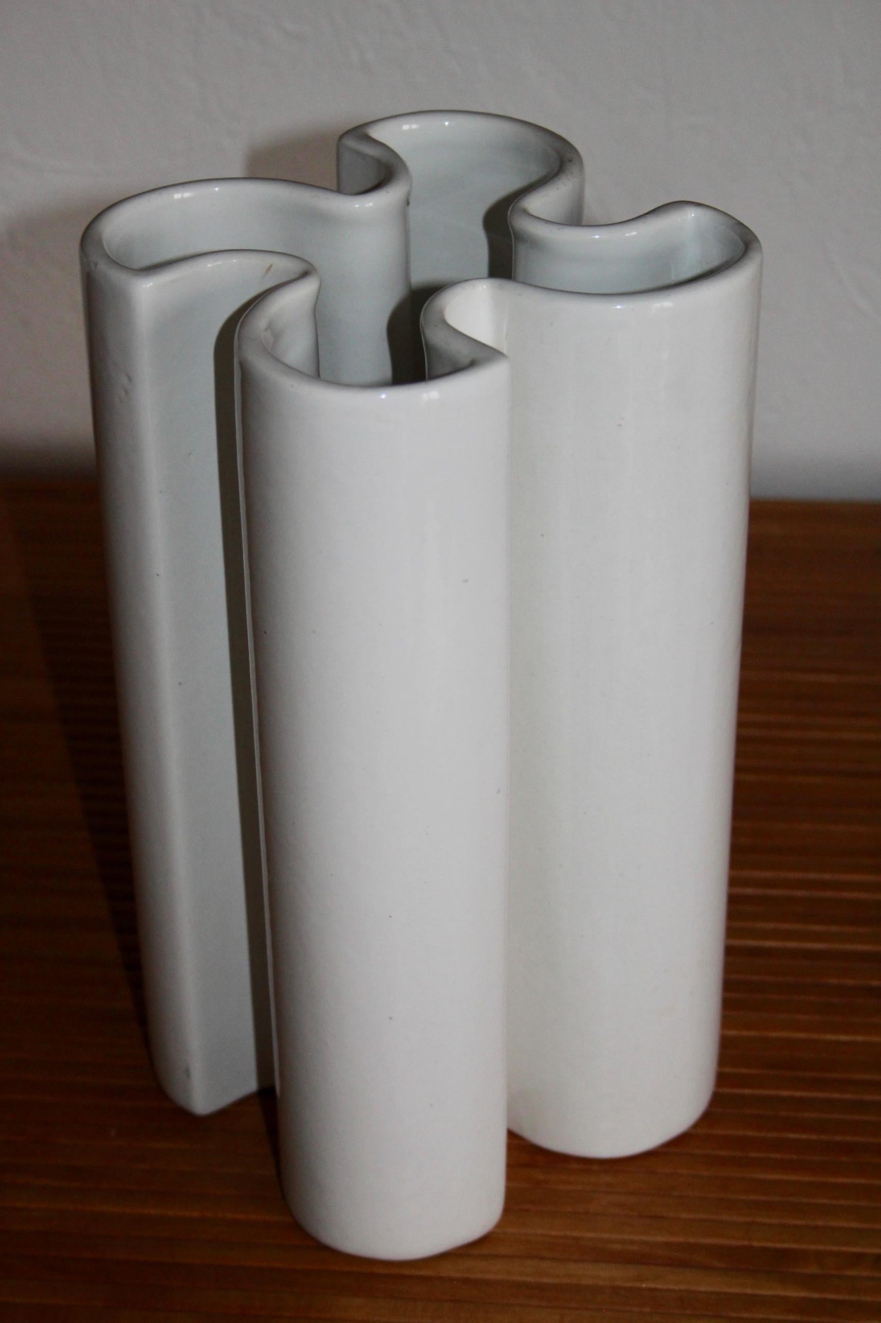 Ceramica Vaso di ceramica bianca Gabbianelli in vendita