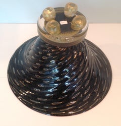 Cuenco de Murano con pie de oro, firmado por el artista Gabbiani