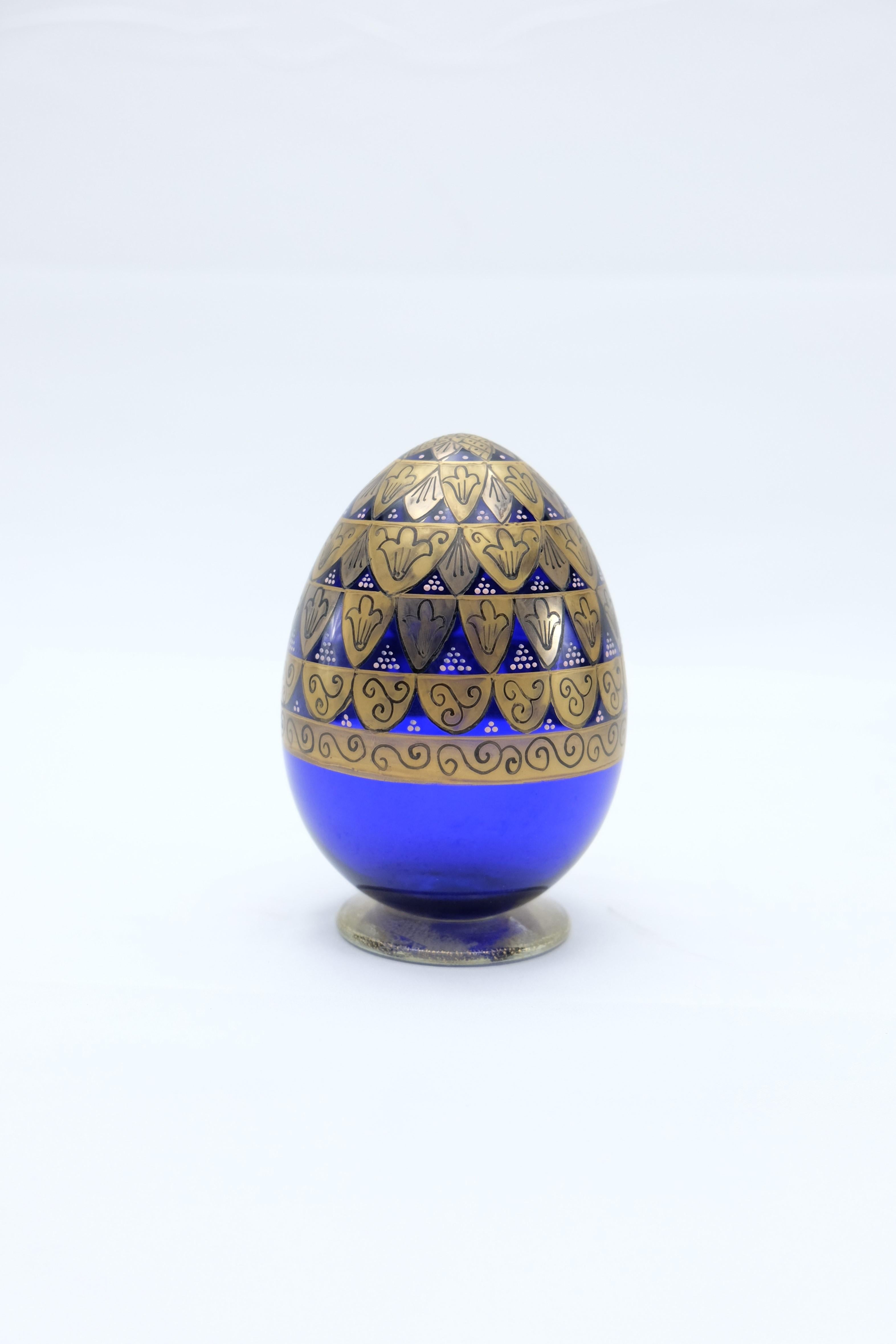 Modern Gabbiani Murano Glass Cobalt Blue Eggs Italy For Sale