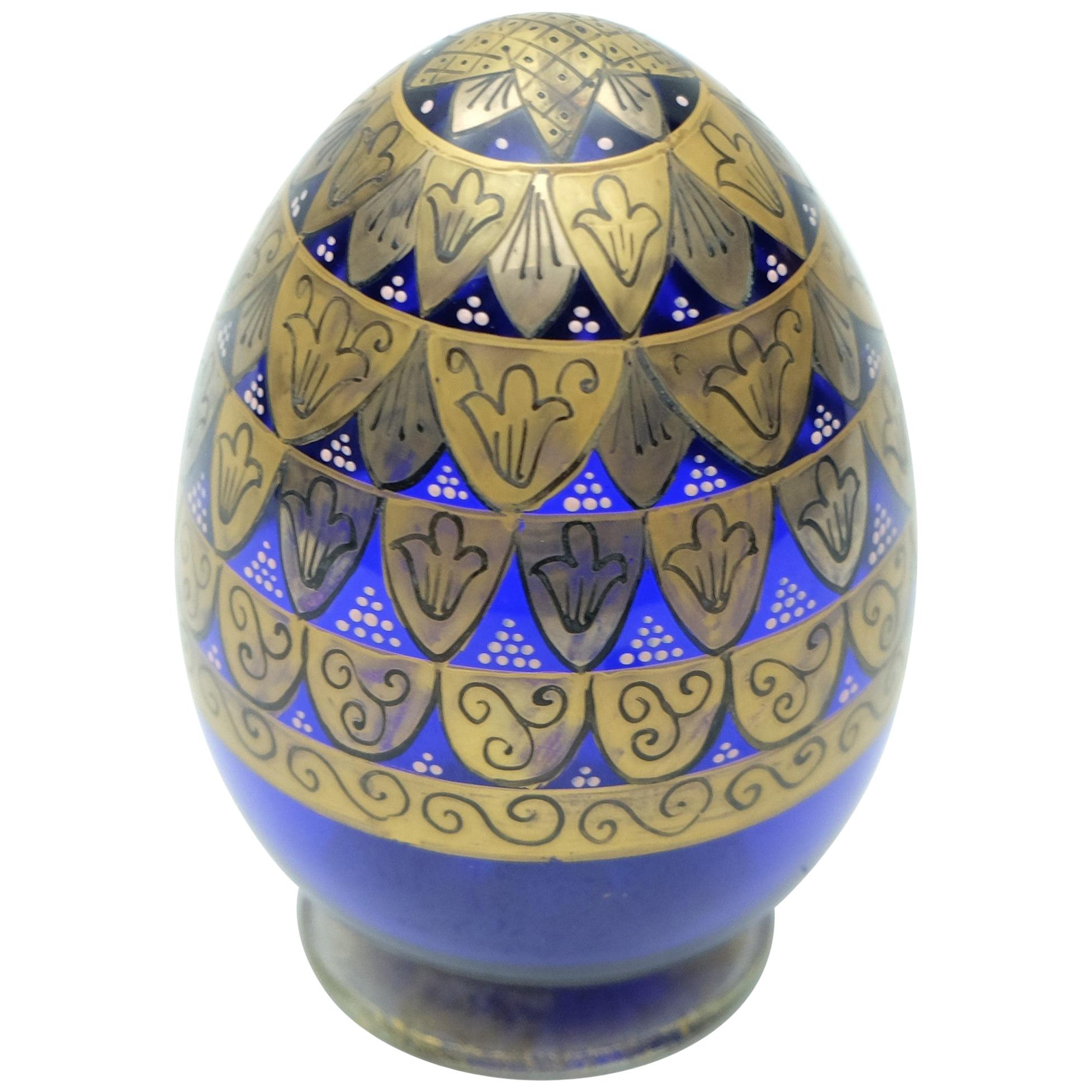 Gabbiani Murano Glass Cobalt Blue Eggs Italy For Sale