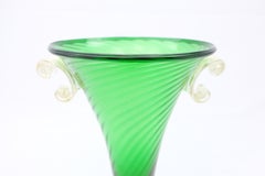 Gabbiani Venezia Glass Urn Vase with Gold Infused Handles, Italy