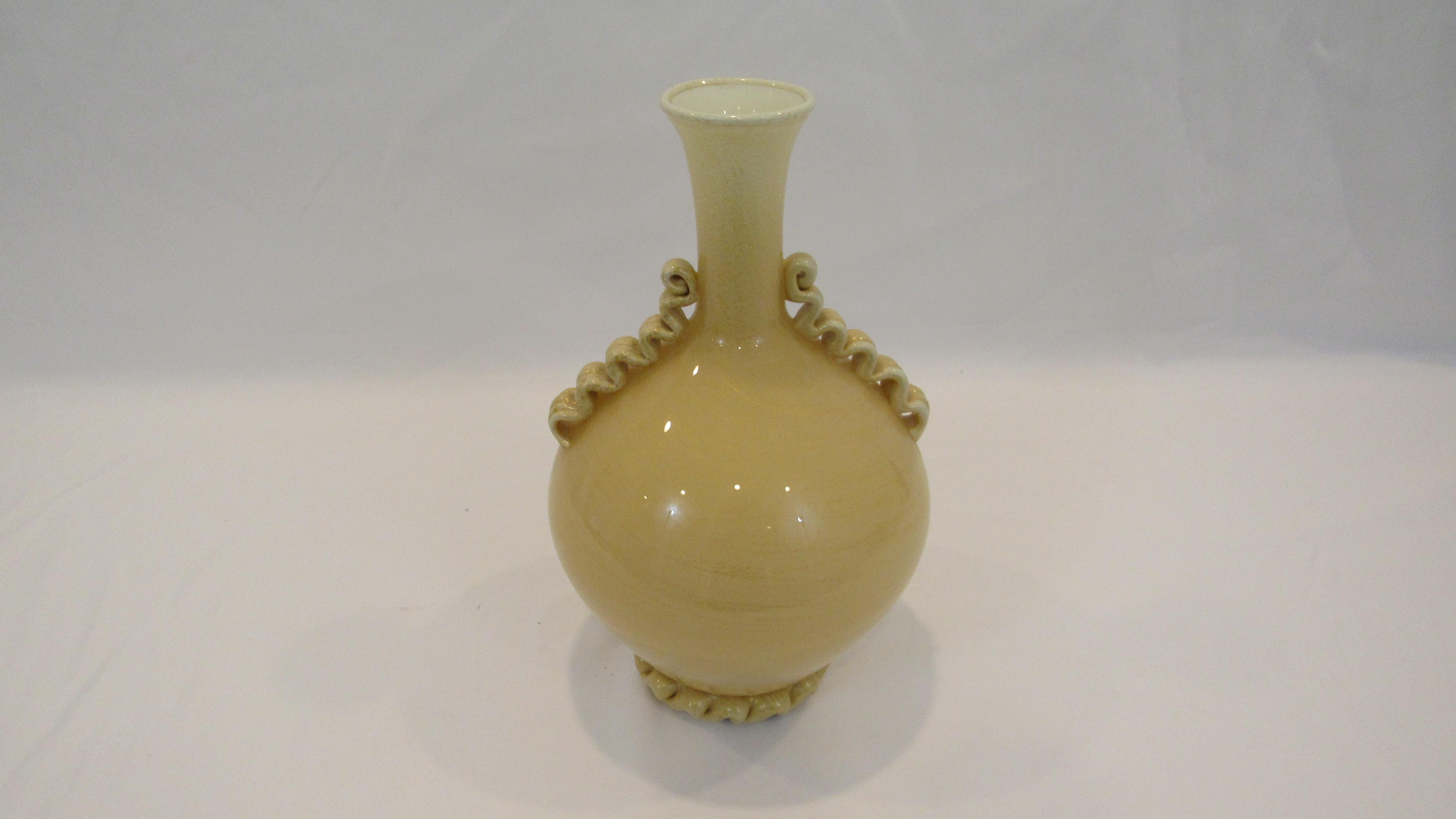 Neoclassical Gabbiani Venezia Murano Glass Bottle from Italy in Cream Color Neoclassic