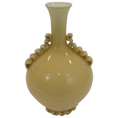 Retro Gabbiani Venezia Murano Glass Bottle from Italy in Cream Color Neoclassic