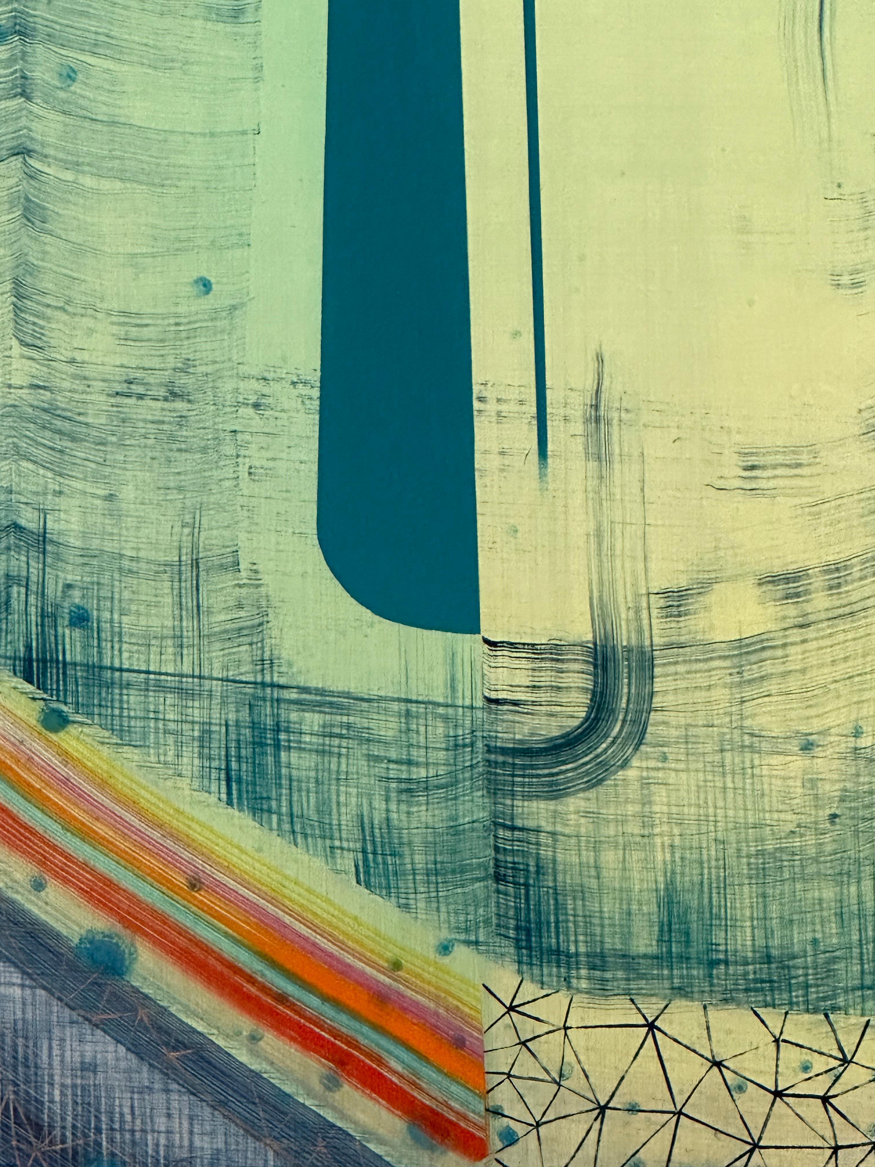 Paesaggio astratto di grandi dimensioni Across the Universe, Blue Green Teal Rainbow Pattern in vendita 9