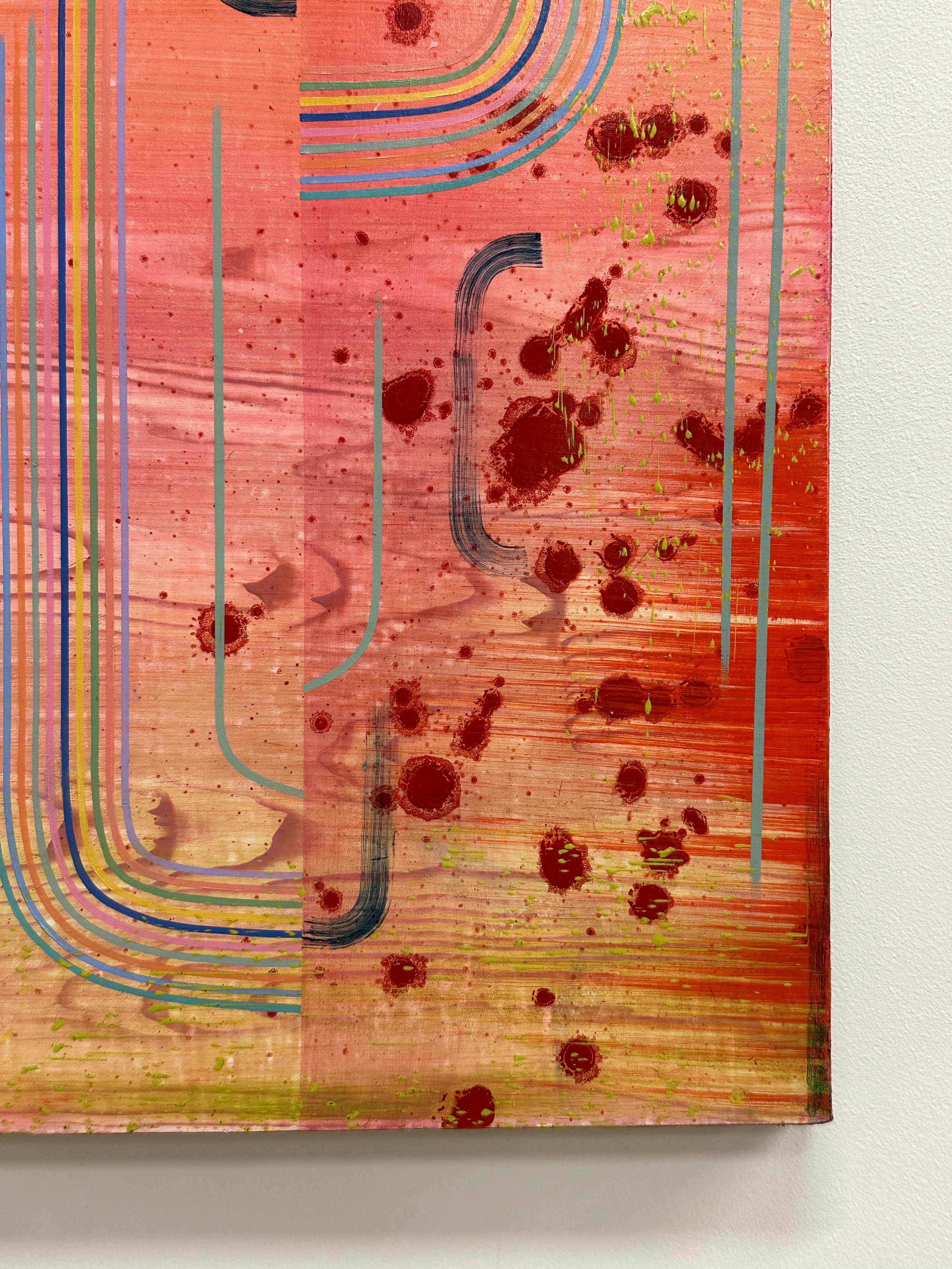 Cha Cha - Patrones Abstractos Contemporáneos Neón Brillante Rosa Coral Gris. 2023 en venta 7