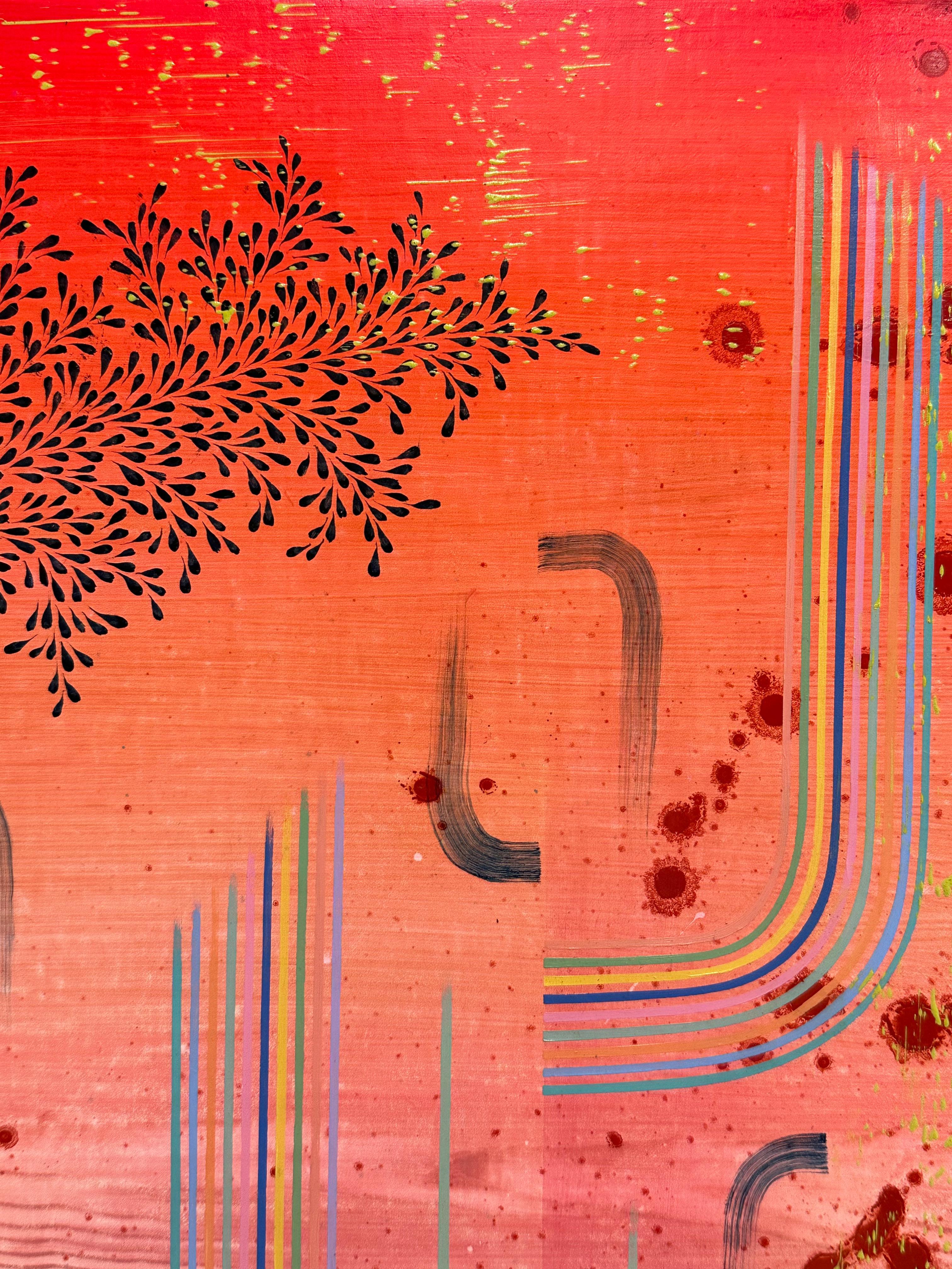 Cha Cha - Patrones Abstractos Contemporáneos Neón Brillante Rosa Coral Gris. 2023 en venta 8