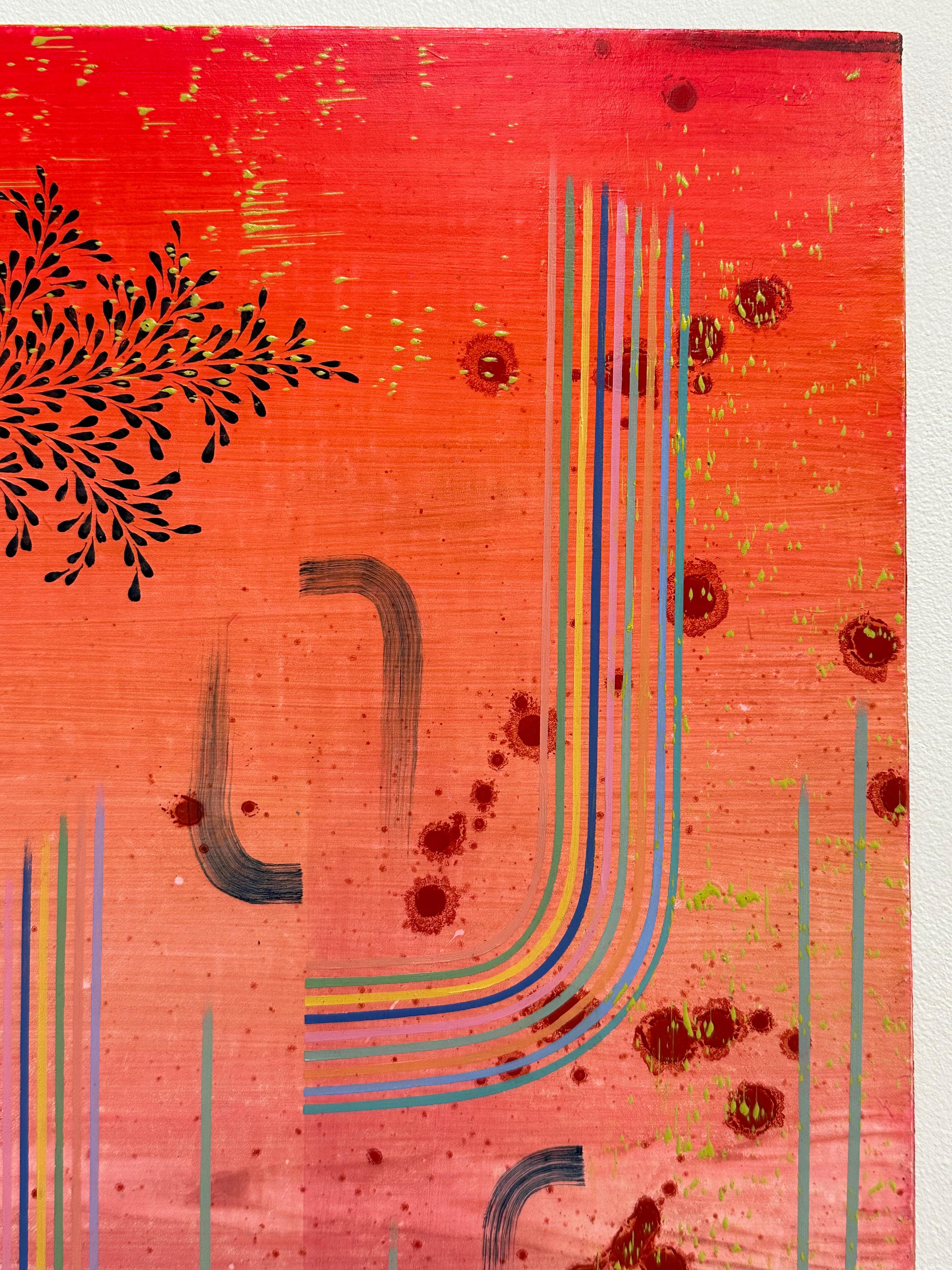 Cha Cha - Patrones Abstractos Contemporáneos Neón Brillante Rosa Coral Gris. 2023 en venta 9