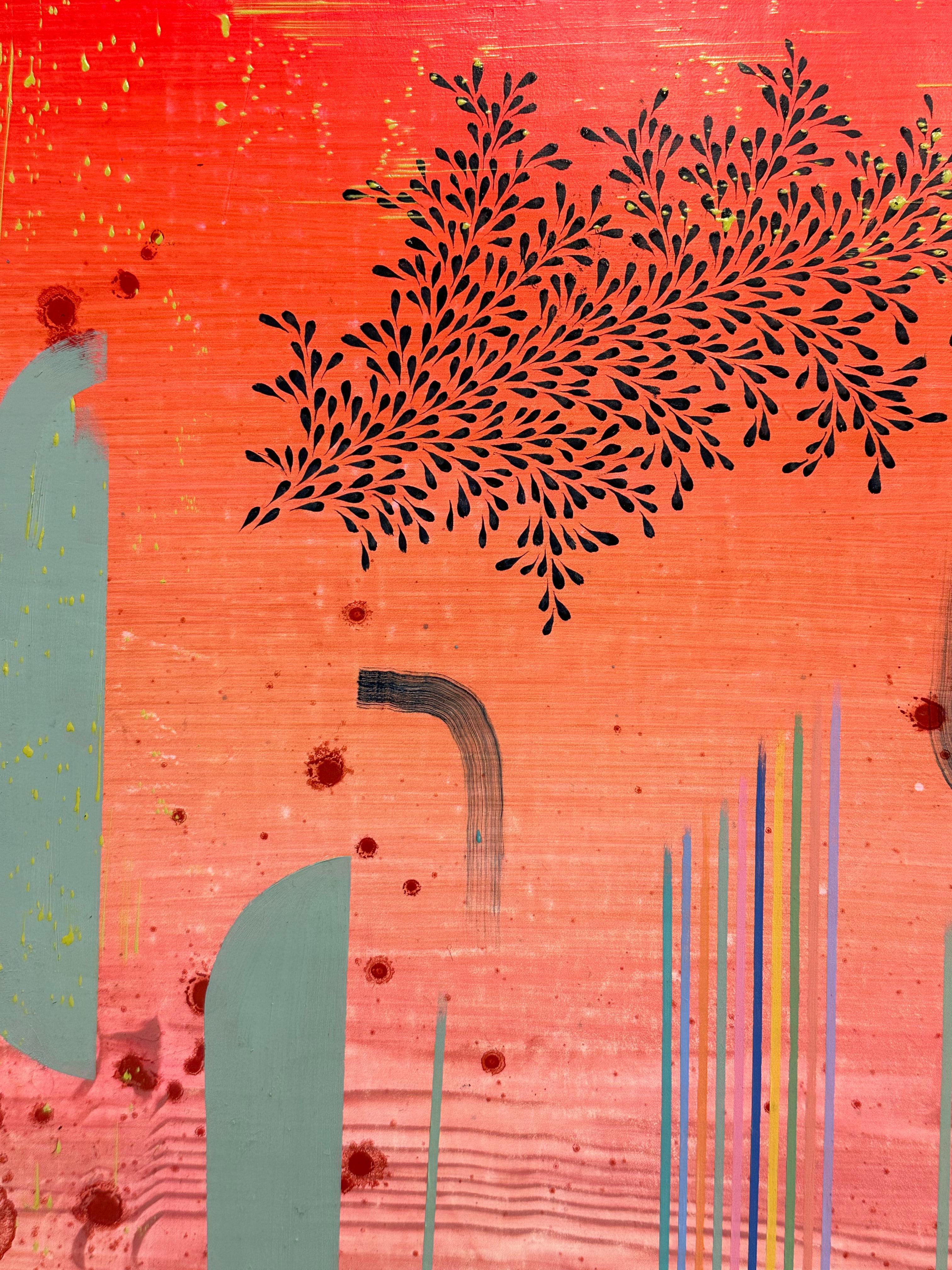 Cha Cha - Patrones Abstractos Contemporáneos Neón Brillante Rosa Coral Gris. 2023 en venta 10