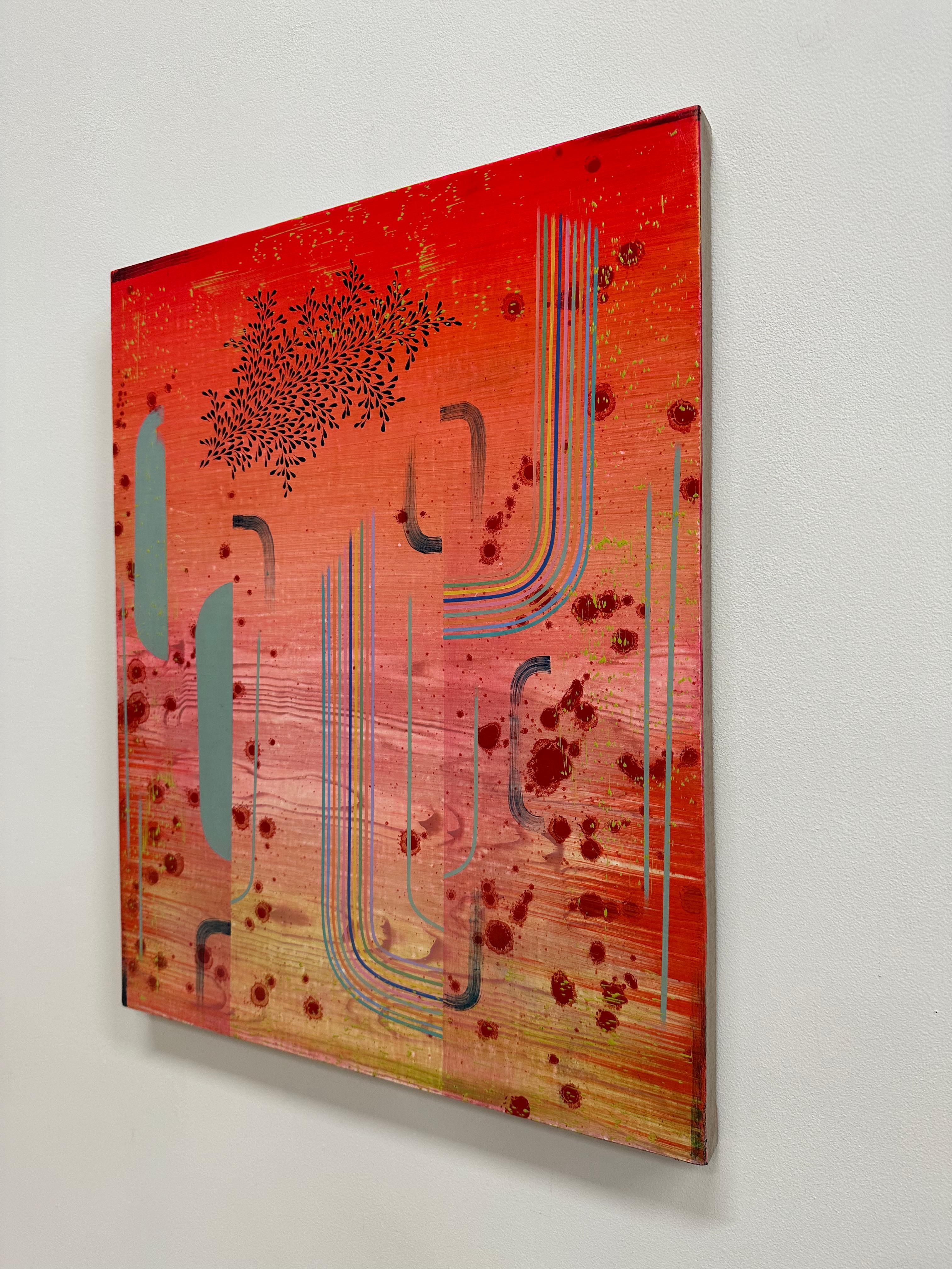 Cha Cha - Patrones Abstractos Contemporáneos Neón Brillante Rosa Coral Gris. 2023 en venta 11