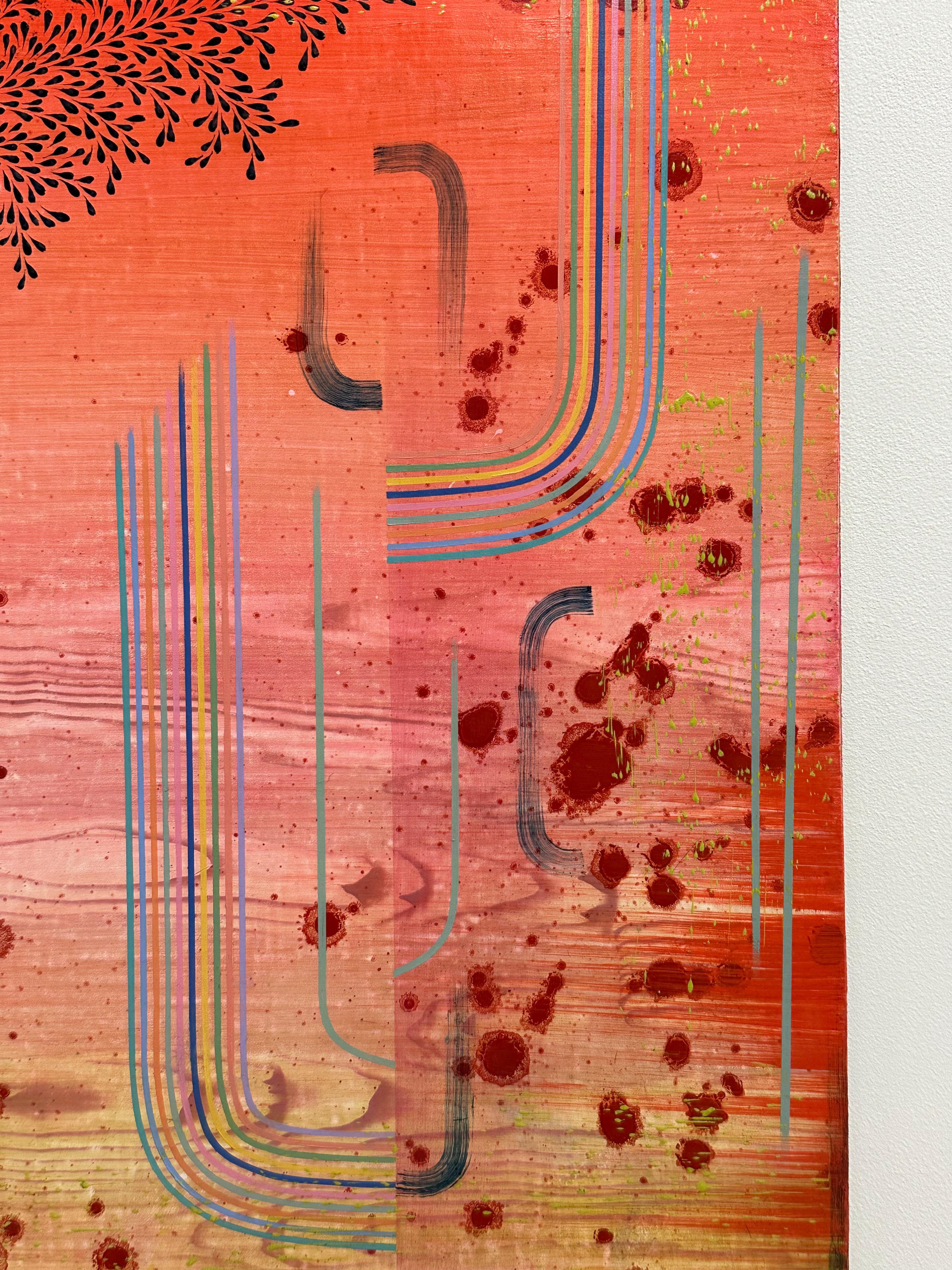 Cha Cha - Patrones Abstractos Contemporáneos Neón Brillante Rosa Coral Gris. 2023 en venta 3