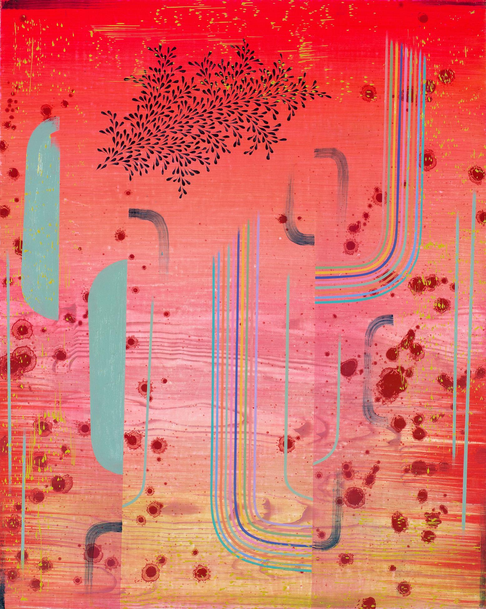 Cha Cha - Patrones Abstractos Contemporáneos Neón Brillante Rosa Coral Gris. 2023