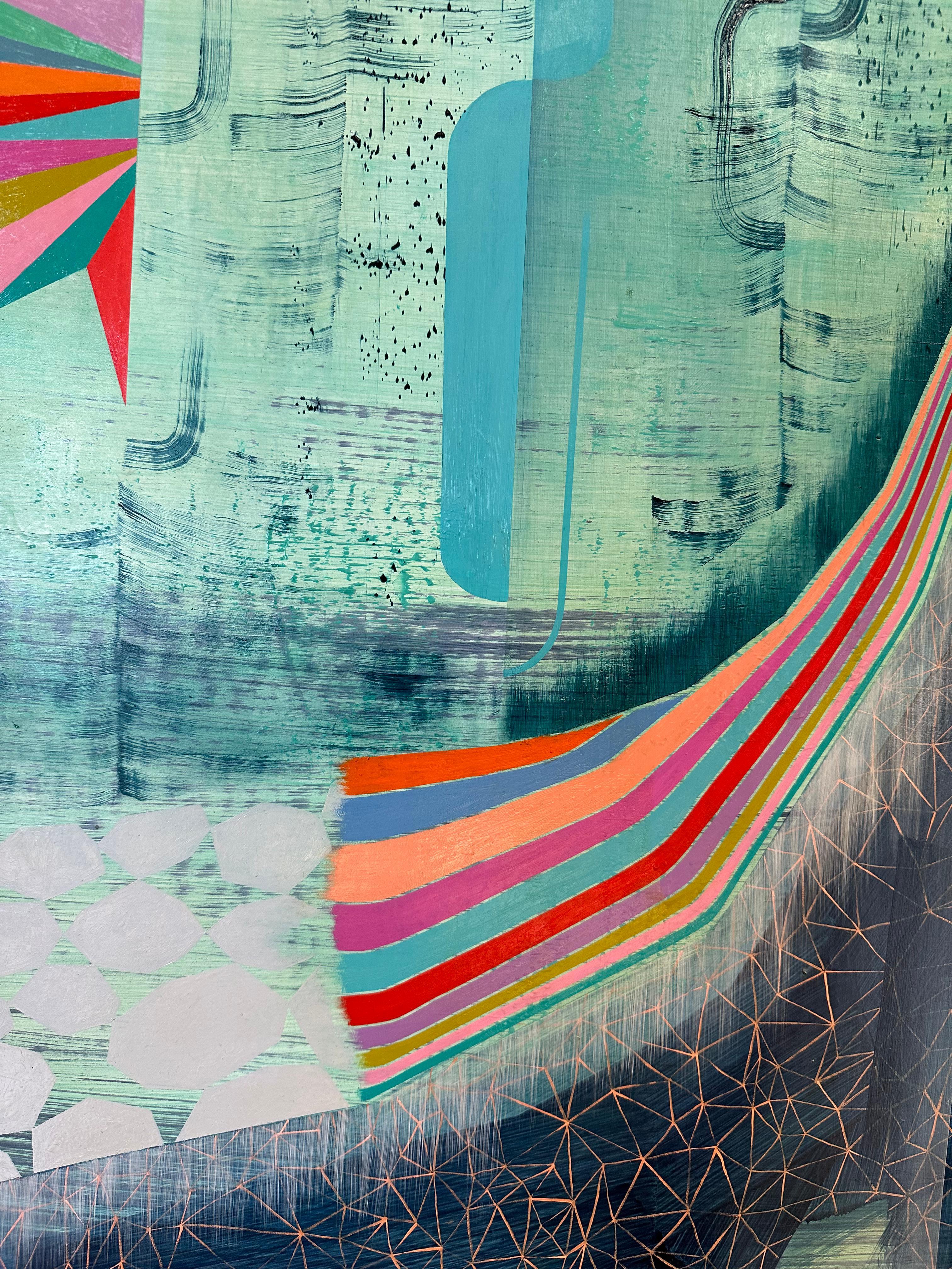 Clearest View - Sky Blue Teal Mint Rainbow Pattern Abstract Landscape, 2023 im Angebot 5